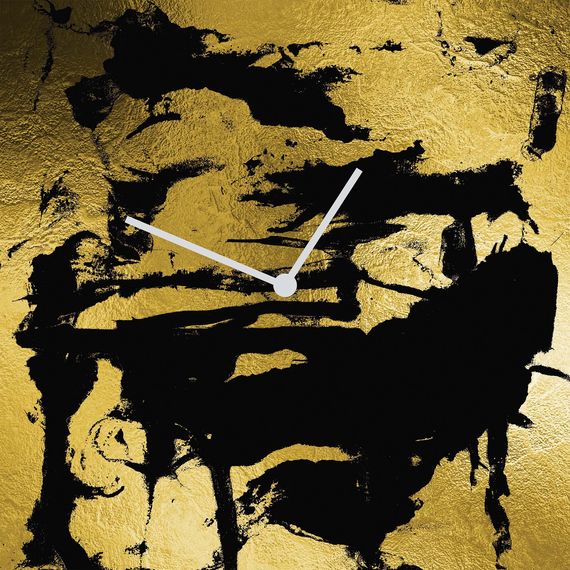 queence Wanduhr »Abstraktes Muster, Blattgold Applikationen«, Uhr, geräuschlos, gold, Blattgold, handarbeit