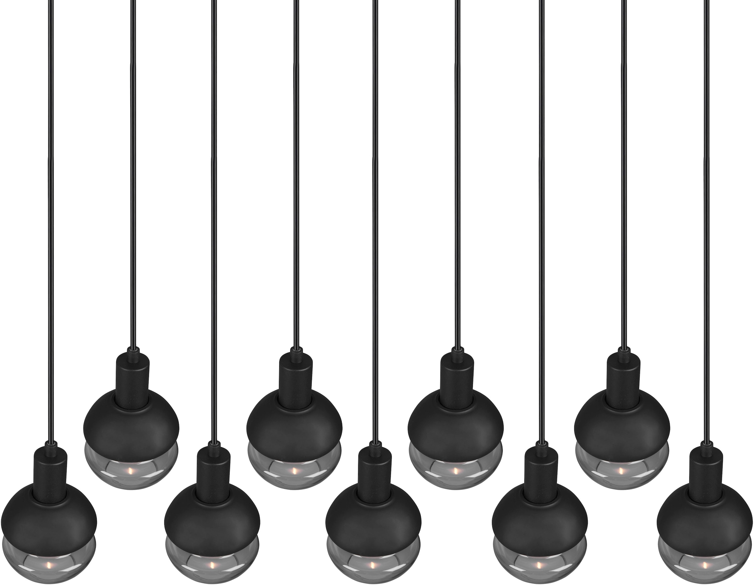 TRIO Leuchten Pendelleuchte »Mela«, 9 flammig, Leuchtmittel E14 | ohne Leuchtmittel, Hängelampe 5-flammig Glasschirm, exkl 9xE14 max 25W höhenverstellbar