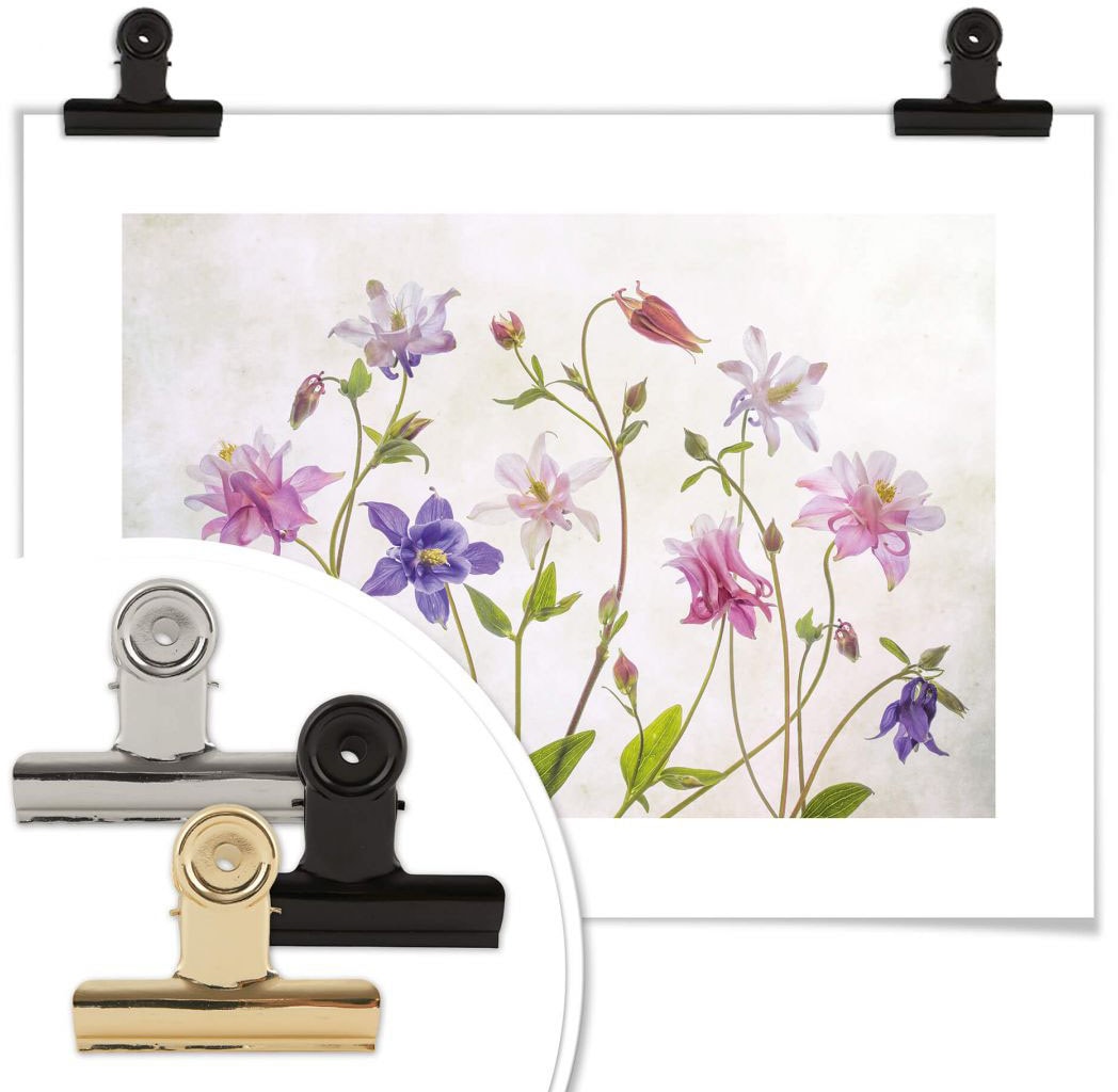 Wall-Art Poster »Bouquet blühende Blumen«, Schriftzug, (1 St.), Poster ohne Bilderrahmen
