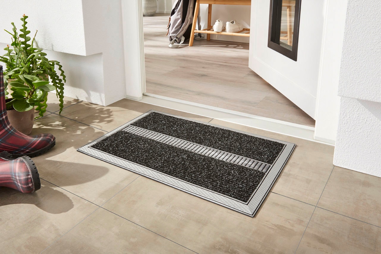 Home2Fashion Fußmatte »TopClean«, rechteckig, 12 mm Höhe, Schmutzfangmatte, elegante Aluminiumoptik, robust & strapazierfähig