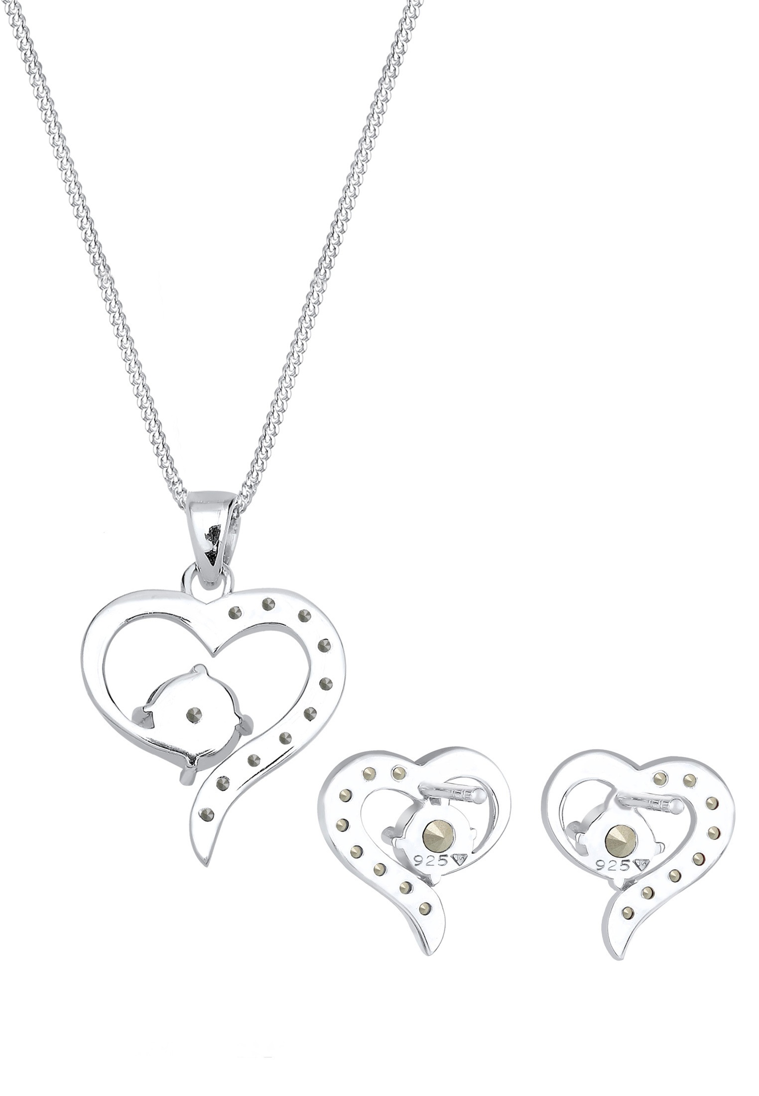 Elli Ohrring und Ketten Set »Schmuckset Set mit Herz Weiß 925 Sterling Silber, mit Kristallen von Swarovski®«