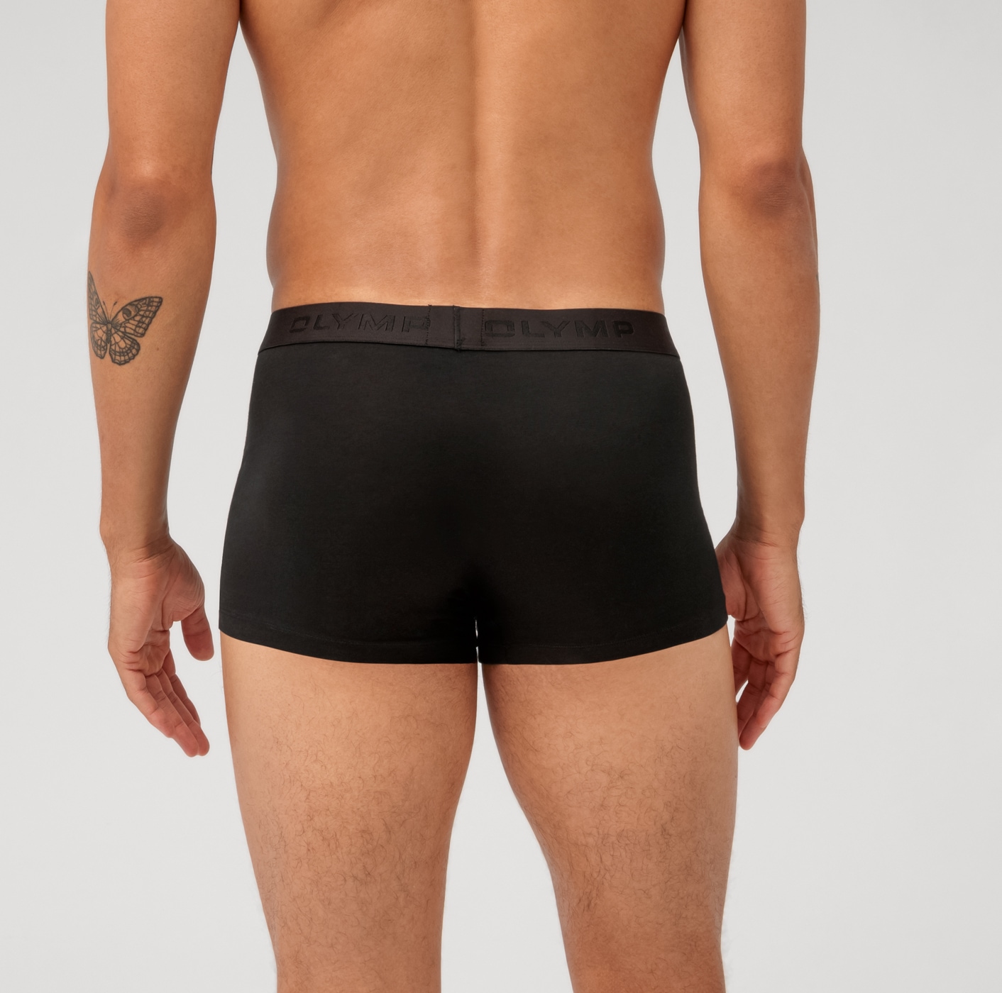 OLYMP Boxershorts, (Packung, 3 St., 3er), mit bedrucktem Markenlogo am Bund