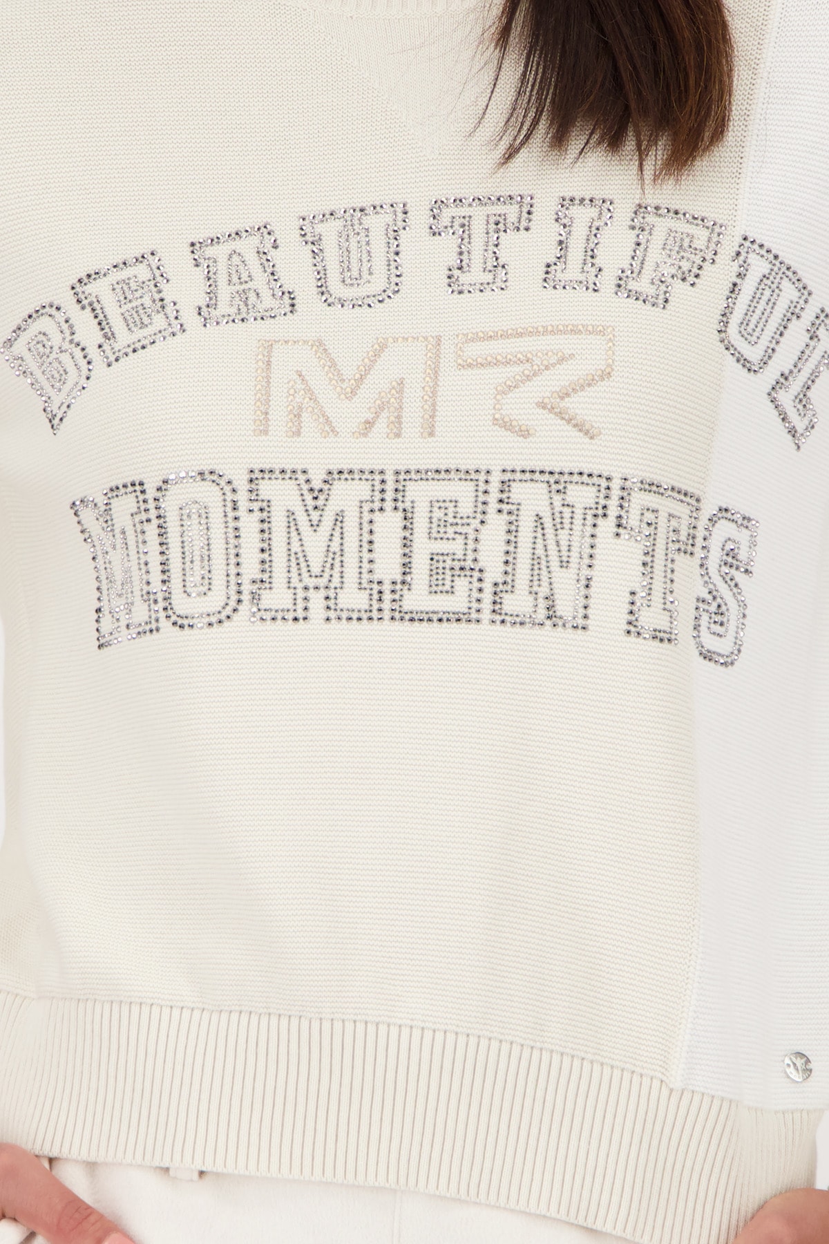 Monari Strickpullover »Pullover Colorblock + Schmuck« Mit Rundhalsausschnitt