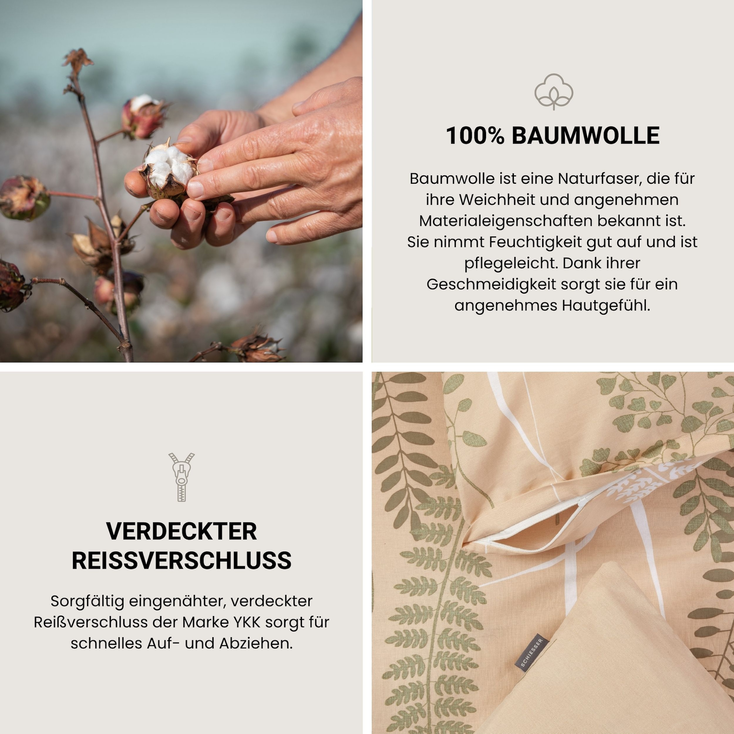 Schiesser Bettwäsche »Annic aus weicher Baumwolle in floralem Dessin« 2 Stk. OEKO-TEX® MADE IN GREEN
