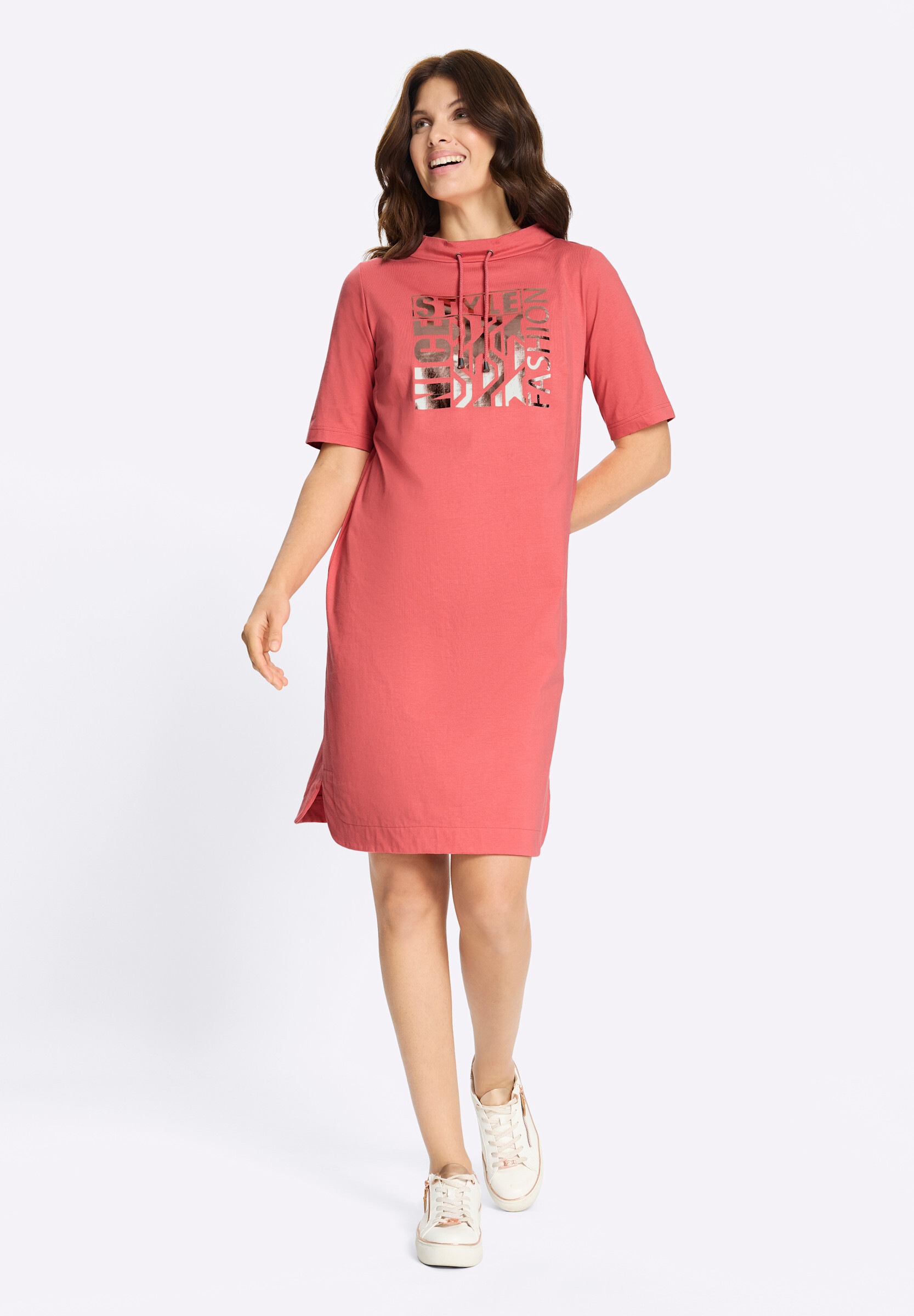 Sieh an! Jerseykleid »Jersey-Kleid Jerseykleid mit abgerundeten Seitenschlitzen« Ohne Taschen