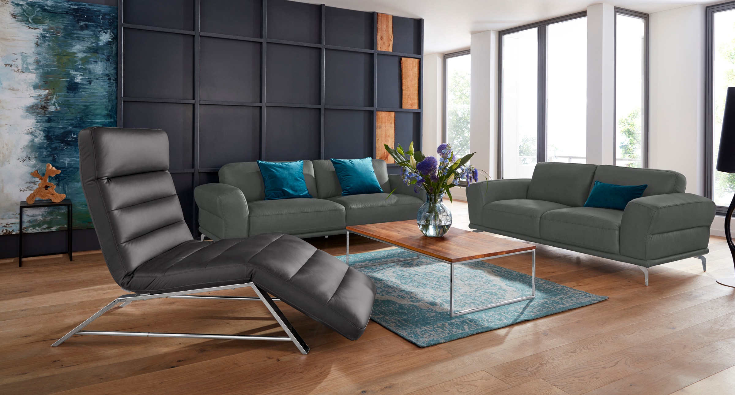 W.SCHILLIG 2,5-Sitzer »montanaa«, mit Metallfüßen in Chrom glänzend, Breite 232 cm
