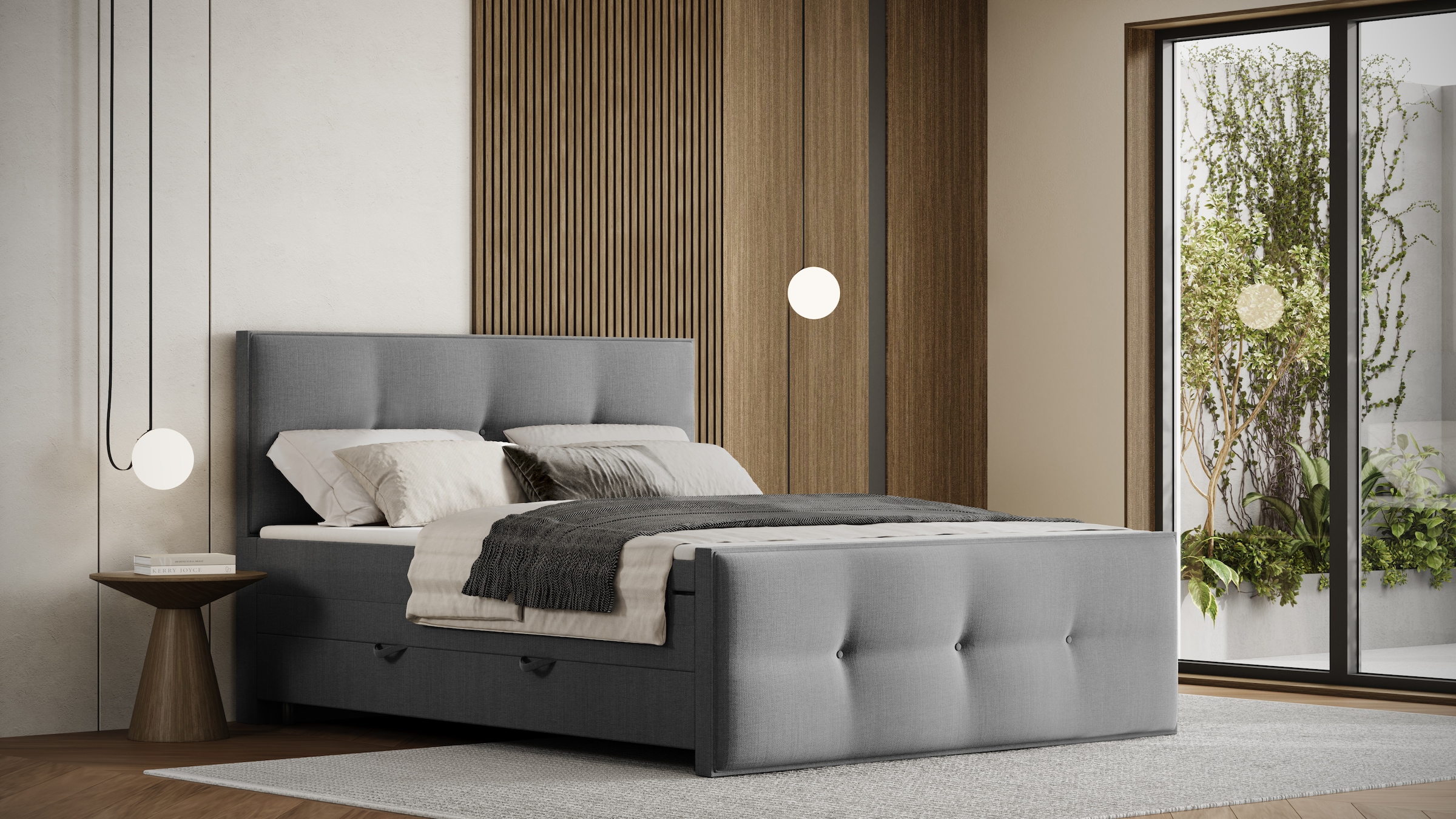 FORTE Boxspringbett »Eve inkl. zwei Bettkästen und Kaltschaum Topper« und einer 7-Zonen-Tonnentaschen-Federkernmatratze (H3)