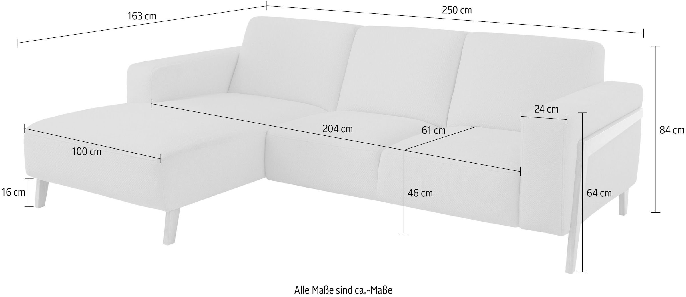 exxpo - sofa fashion Ecksofa »Starr Scandic Design, tolle Verarbeitung, bequem, Sichtholz am Armteil«, L-Form, wahlw. elektrische Sitztiefenverstellung, Massivholzfüße