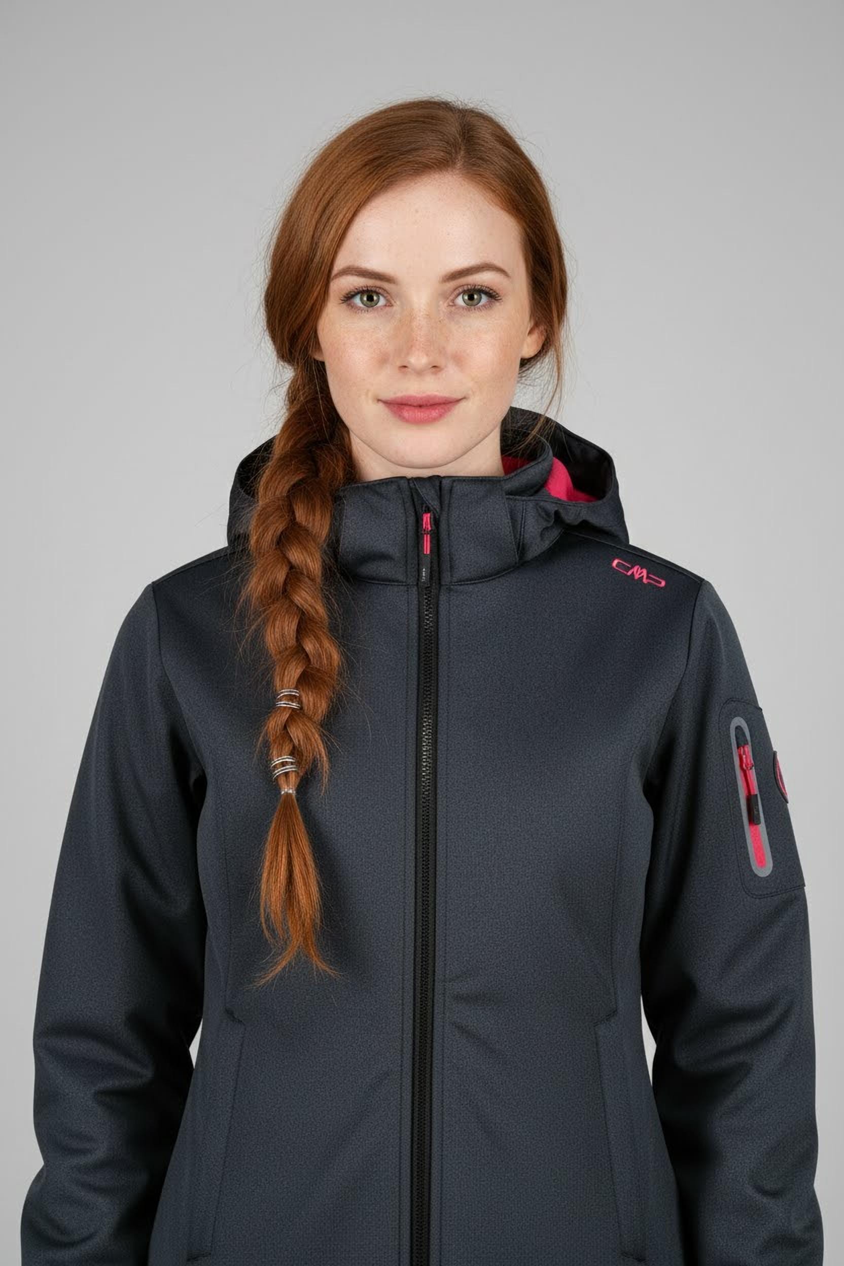 CMP Softshelljacke »WOMAN JACKET ZIP HOOD« 1 Stk. tlg. mit Kapuze sportlicher Stil, mit abnehmbarer Kapuze, wasserdicht, atmungsaktiv