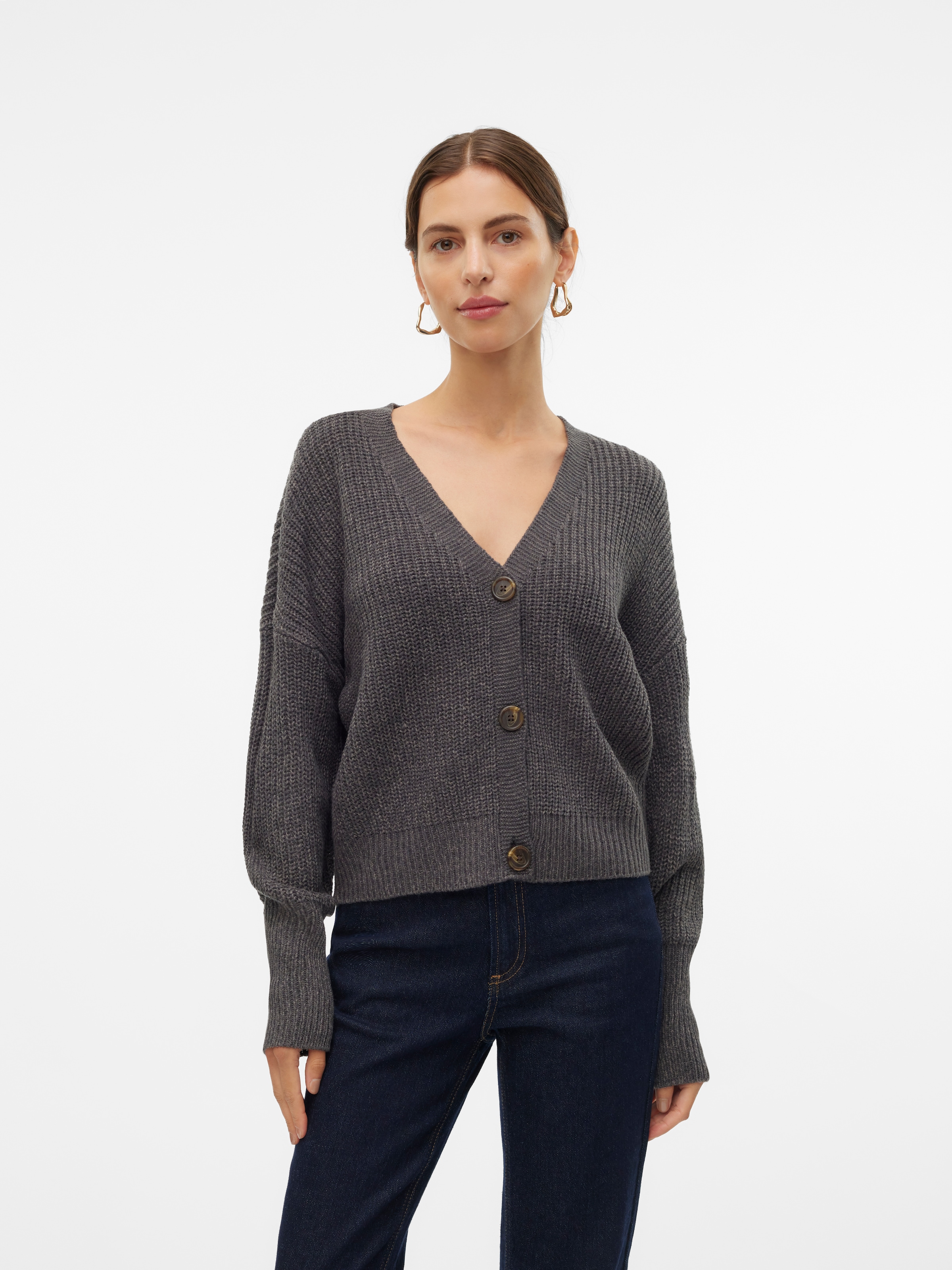 Vero Moda Strickjacke »VMLEA LS V-NECK CUFF CARDIGAN NOOS« Rippstrick