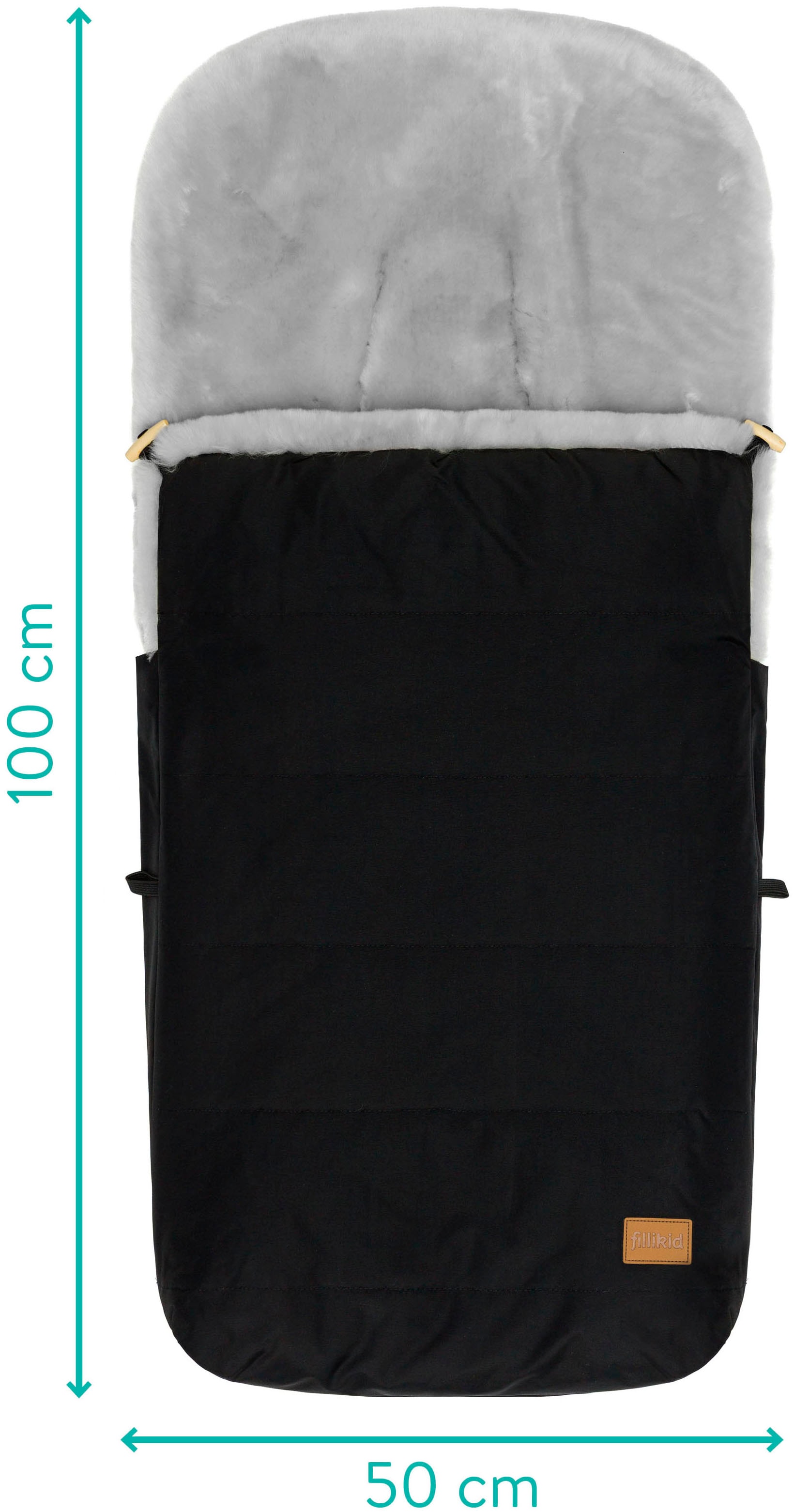 Fillikid Fußsack »Bernina Alpina schwarz, Lammfell grau,  Winterfußsack«