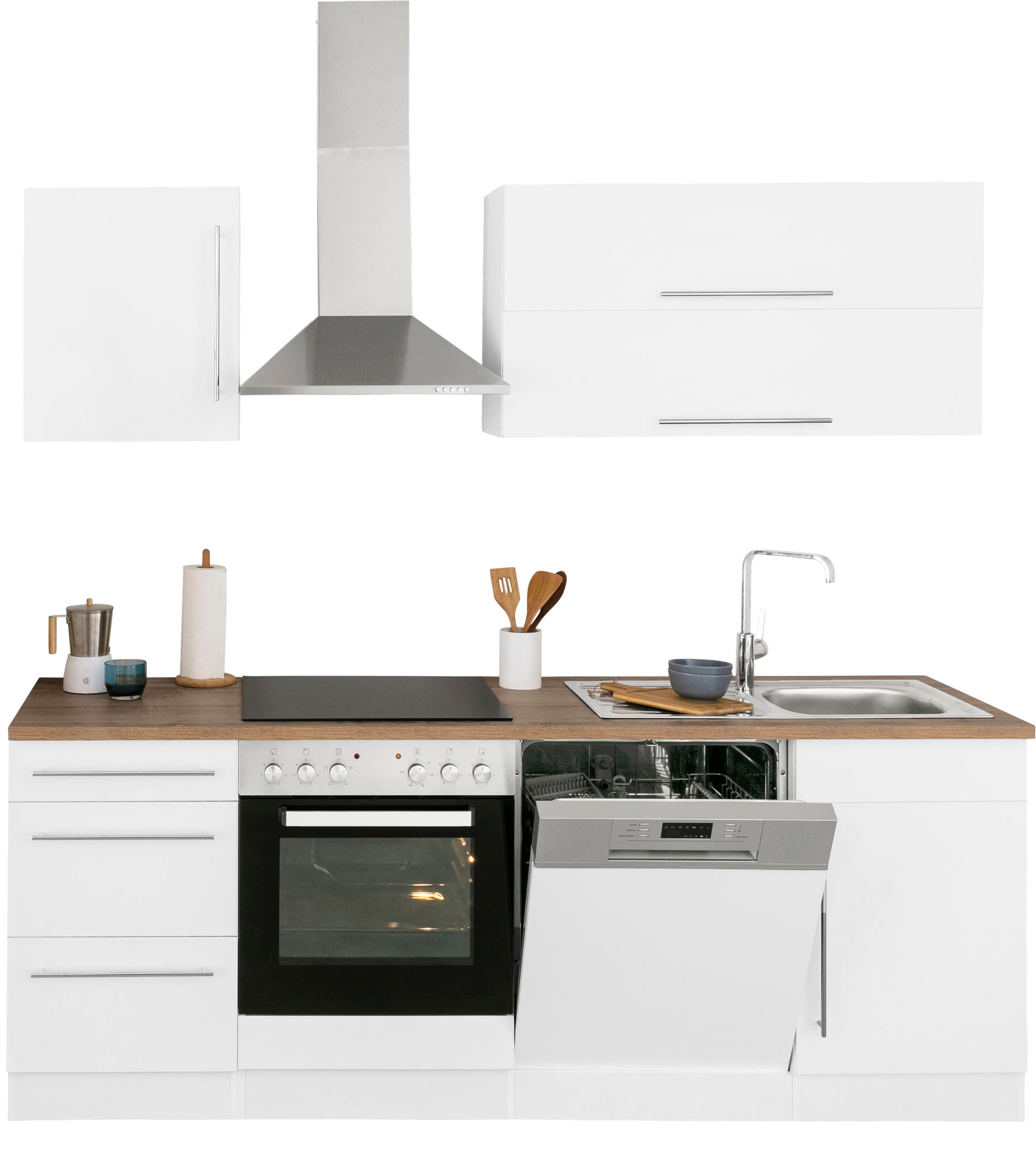KOCHSTATION Küchenzeile »KS-Samos« Breite 220 cm, wahlweise mit E-Geräten, mit Arbeitsplatte