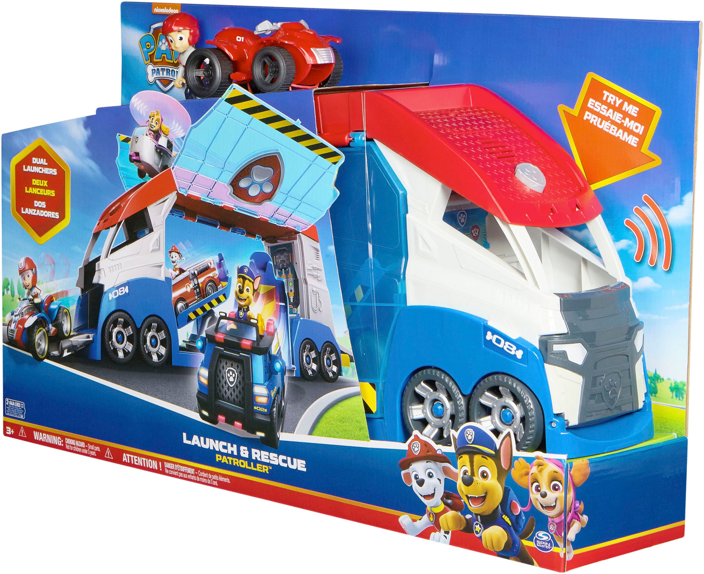 Spin Master Spielzeug-Transporter »Paw Patrol - Paw Patroller 3.0«, mit Soundeffekt; inkl. Ryder mit Quad