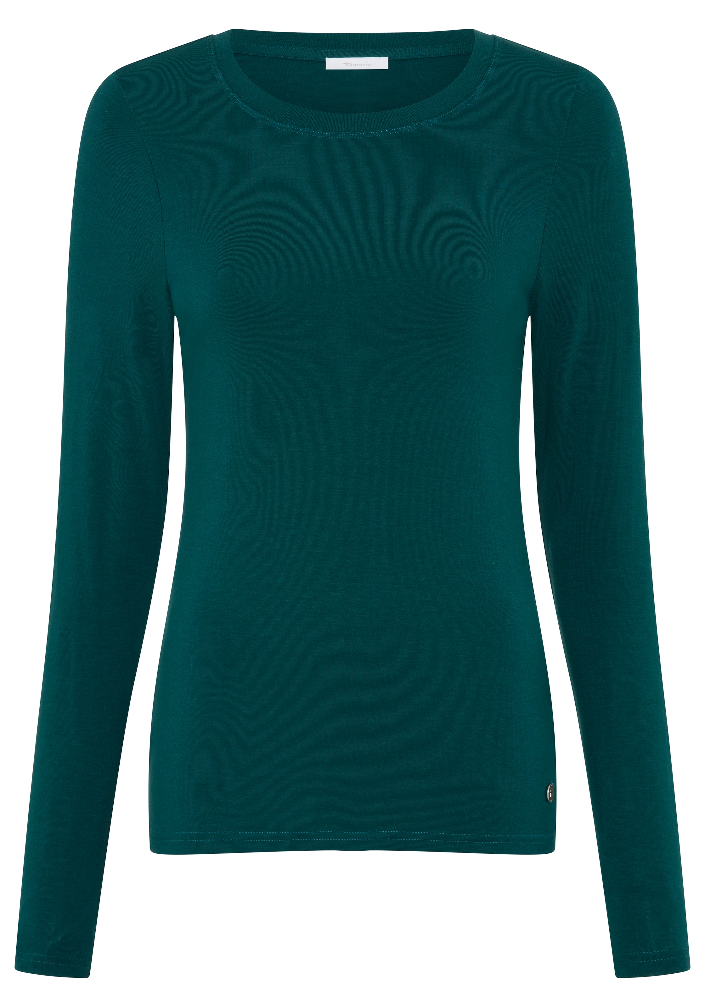 Tamaris Langarmshirt »aus elastischer Viskosemischung, figurbetonte Passform« langärmliges Basicshirt mit Rundhalsausschnitt