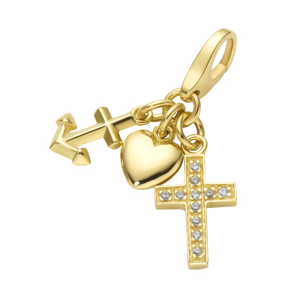 GIORGIO MARTELLO MILANO Charm-Einhänger »Charm Glaube Liebe Hoffnung, vergoldet, Silber 925«