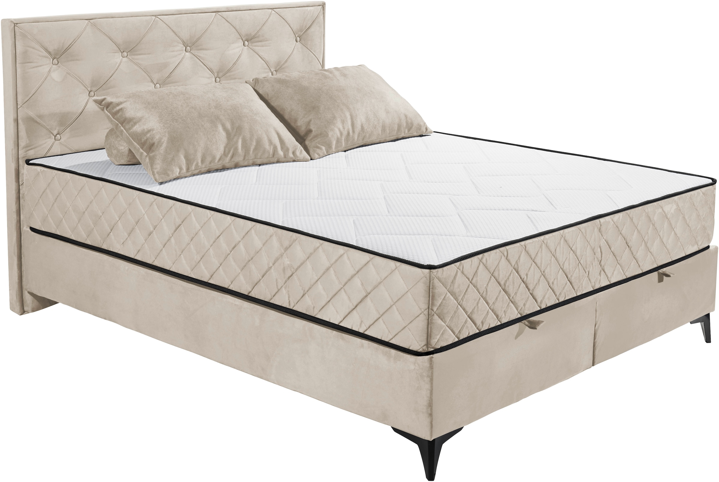 ED EXCITING DESIGN Boxbett »Monroe inkl. Bettkasten, erhältlich in den Breiten 160cm & 180cm«, Duo-Matratze - feste Seite mit Kokosmatte