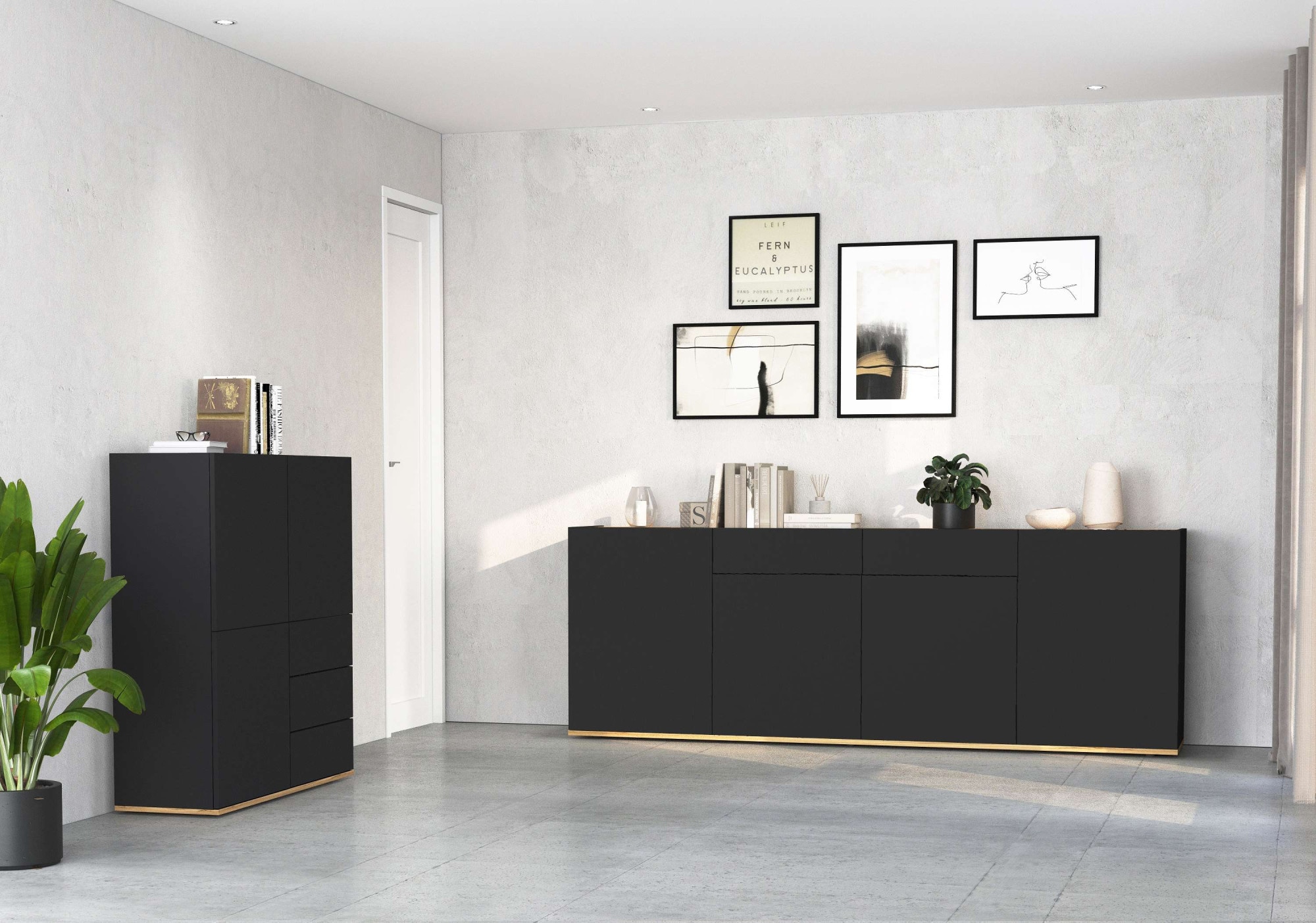 INOSIGN Highboard »GARDA Highboard, Kommode, Schrank, Grifflos mit Push to Open«, (1 St.), 3 Türen, 3 Schubladen, grifflos Breite 102 cm