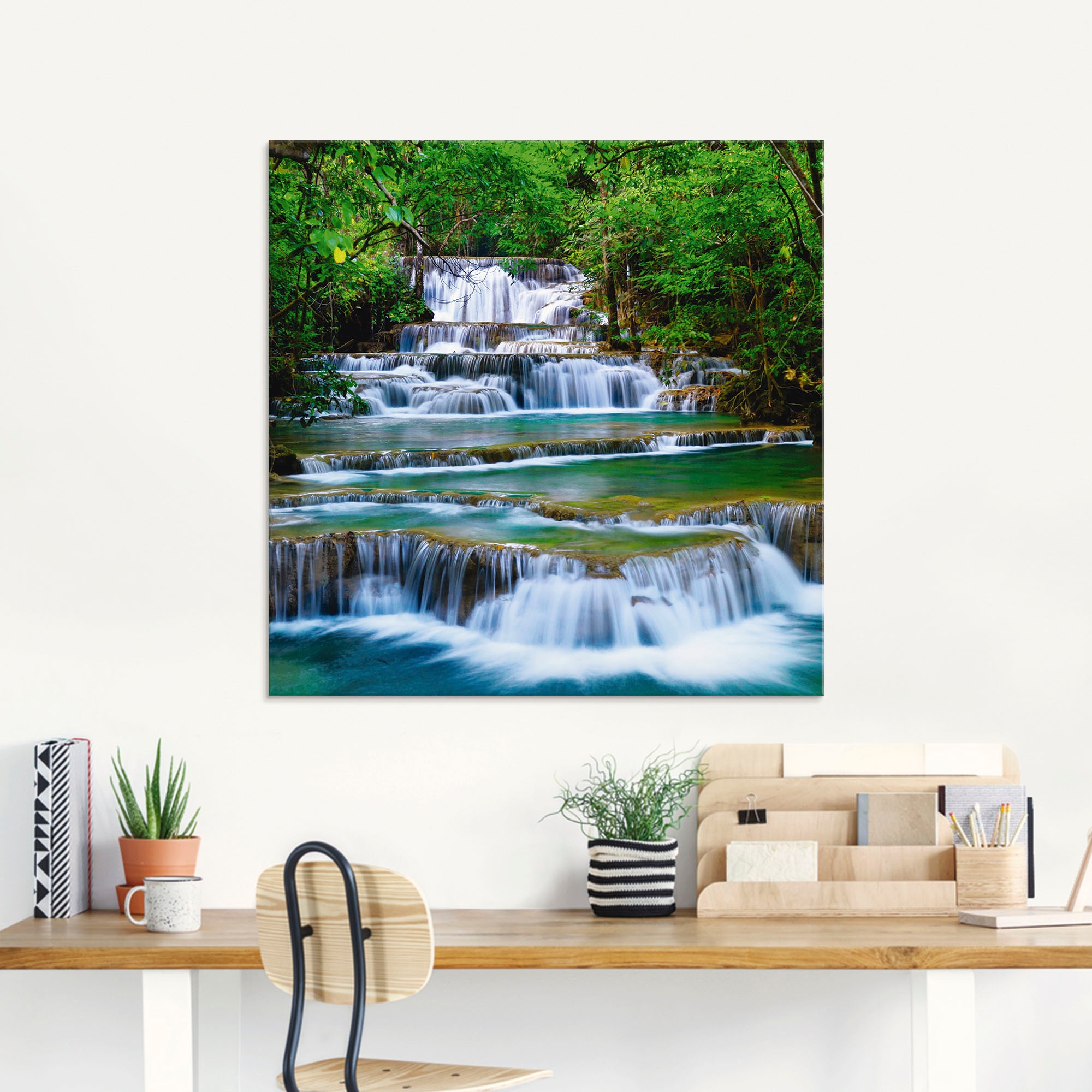 Artland Glasbild »Tiefen Wald Wasserfall«, Gewässer, (1 St.), in verschiedenen Größen
