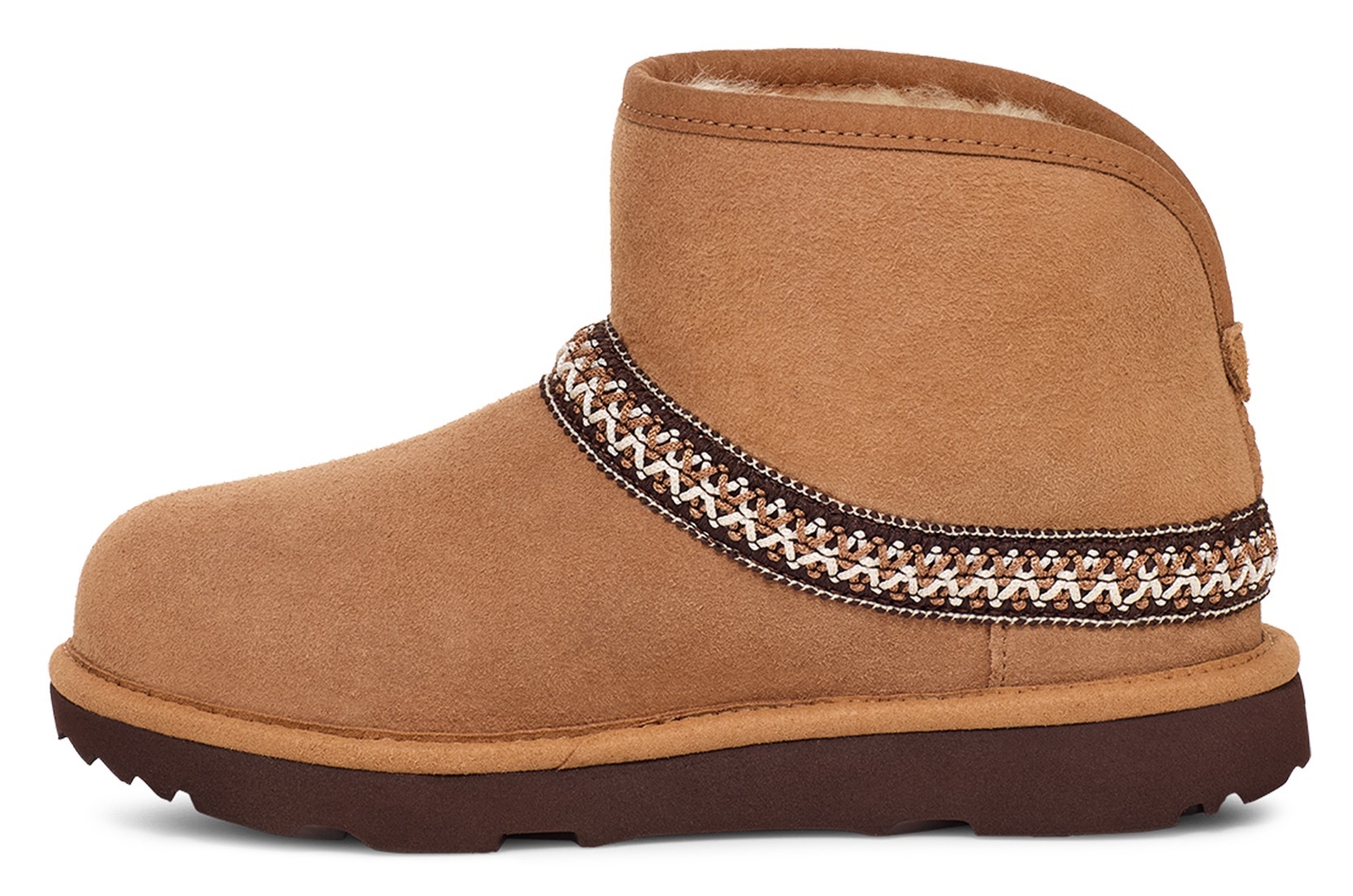 UGG Schlupfboots »CLASSIC MINI CRESCENT«, Schlupfstiefel, Hüttenschuh, Winterschuh mit Lammfellkragen