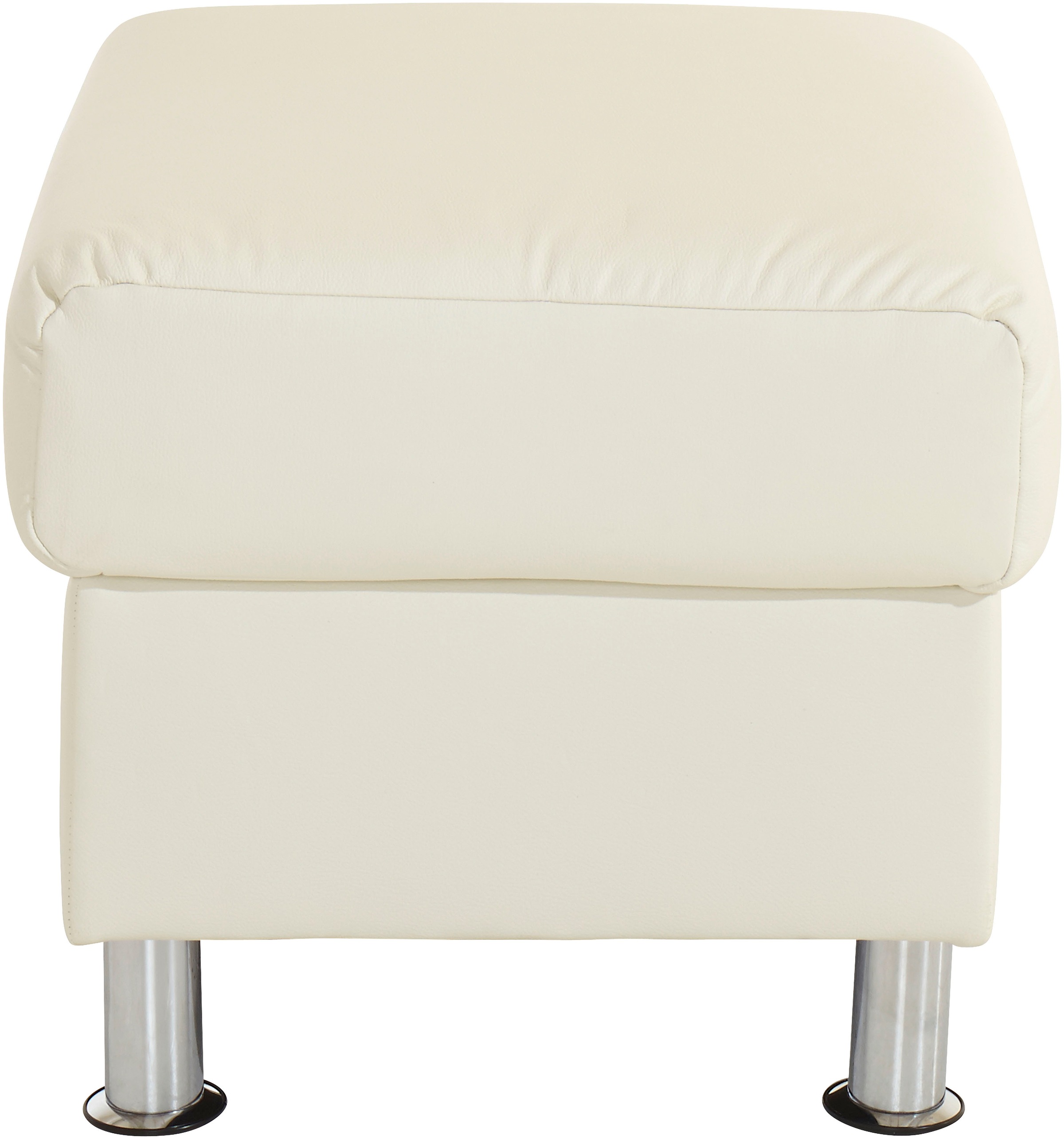 TRENDMANUFAKTUR Hocker »Rondo, Polsterhocker zur Serie, Breite 67 cm, Füße chromfarben«, Fußhocker wahlweise mit Federkern, in verschiedenen Bezügen bestellbar