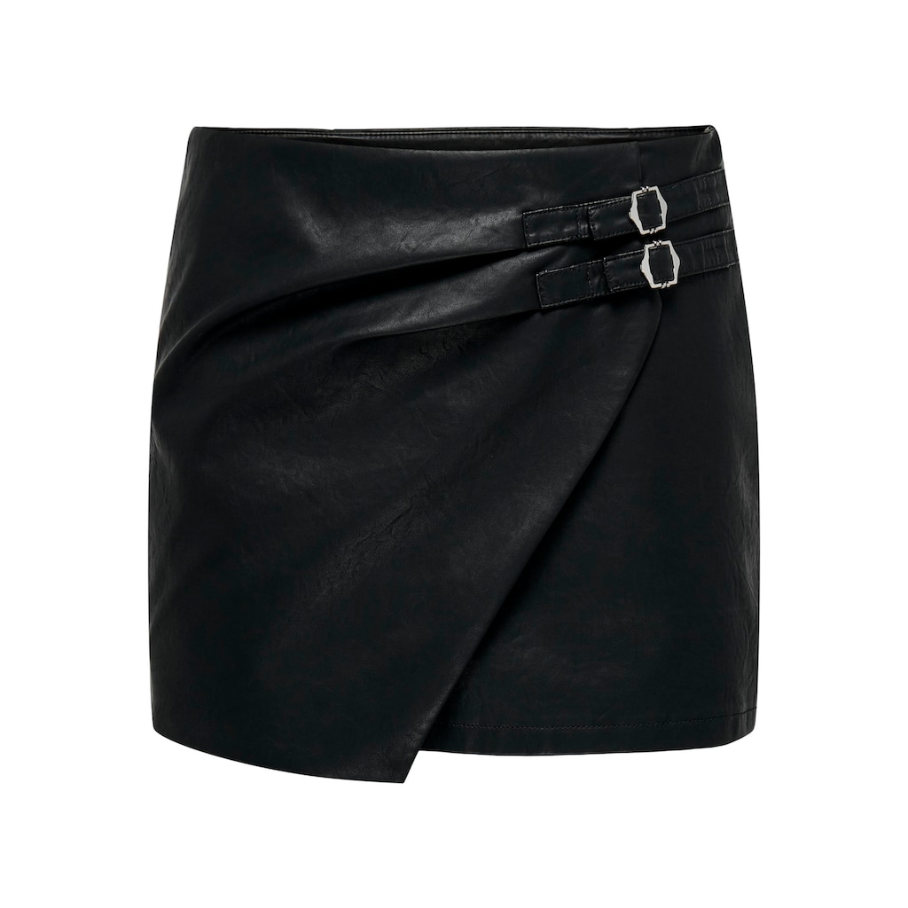 ONLY Lederimitatrock »ONLALBA FAUX LEATHER SKIRT CC OTW«, mit Biker Details