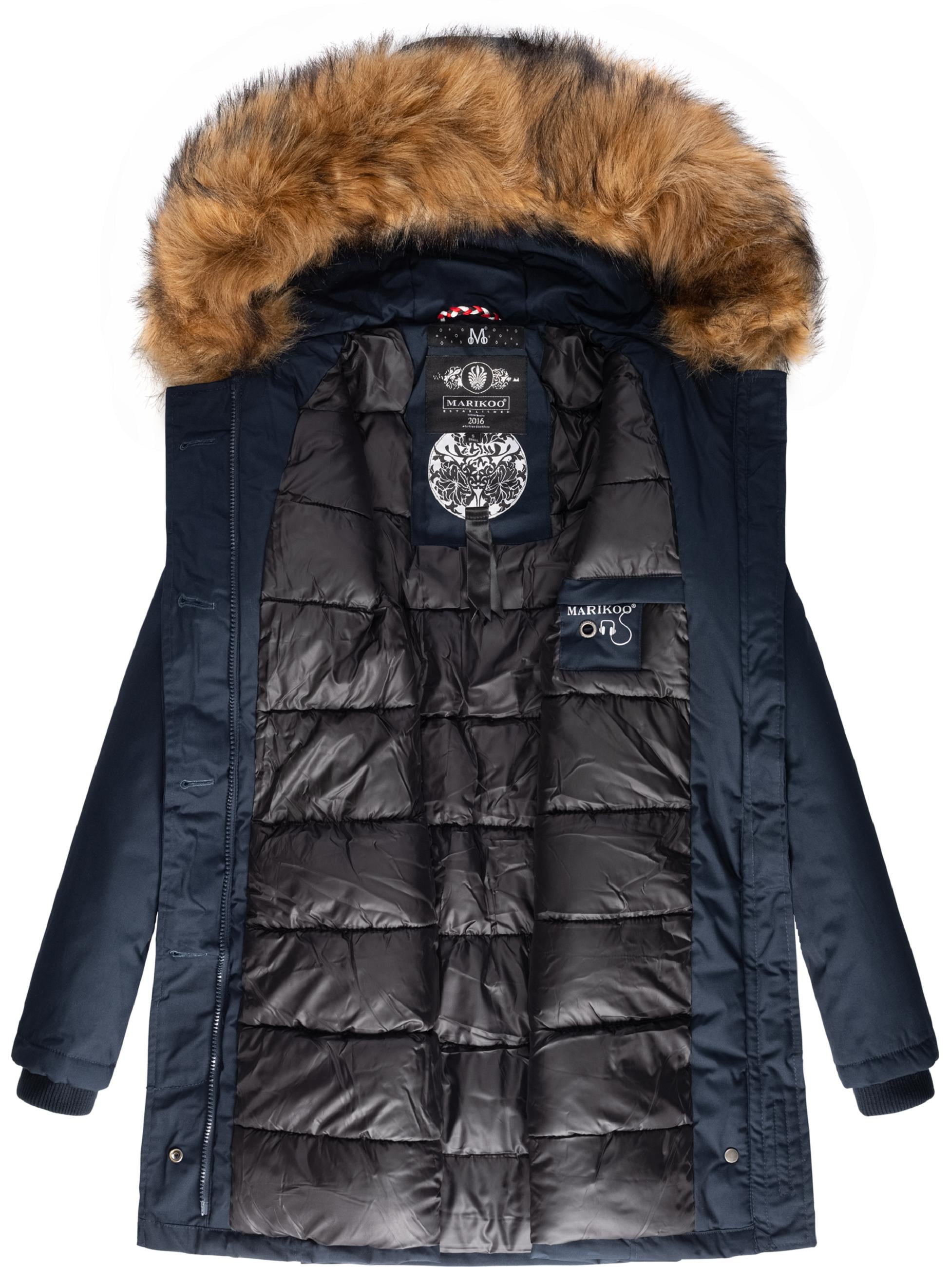 Marikoo Wintermantel »Wintermantel Karmaa-Prc«, edler Parka mit Kunstfellkapuze