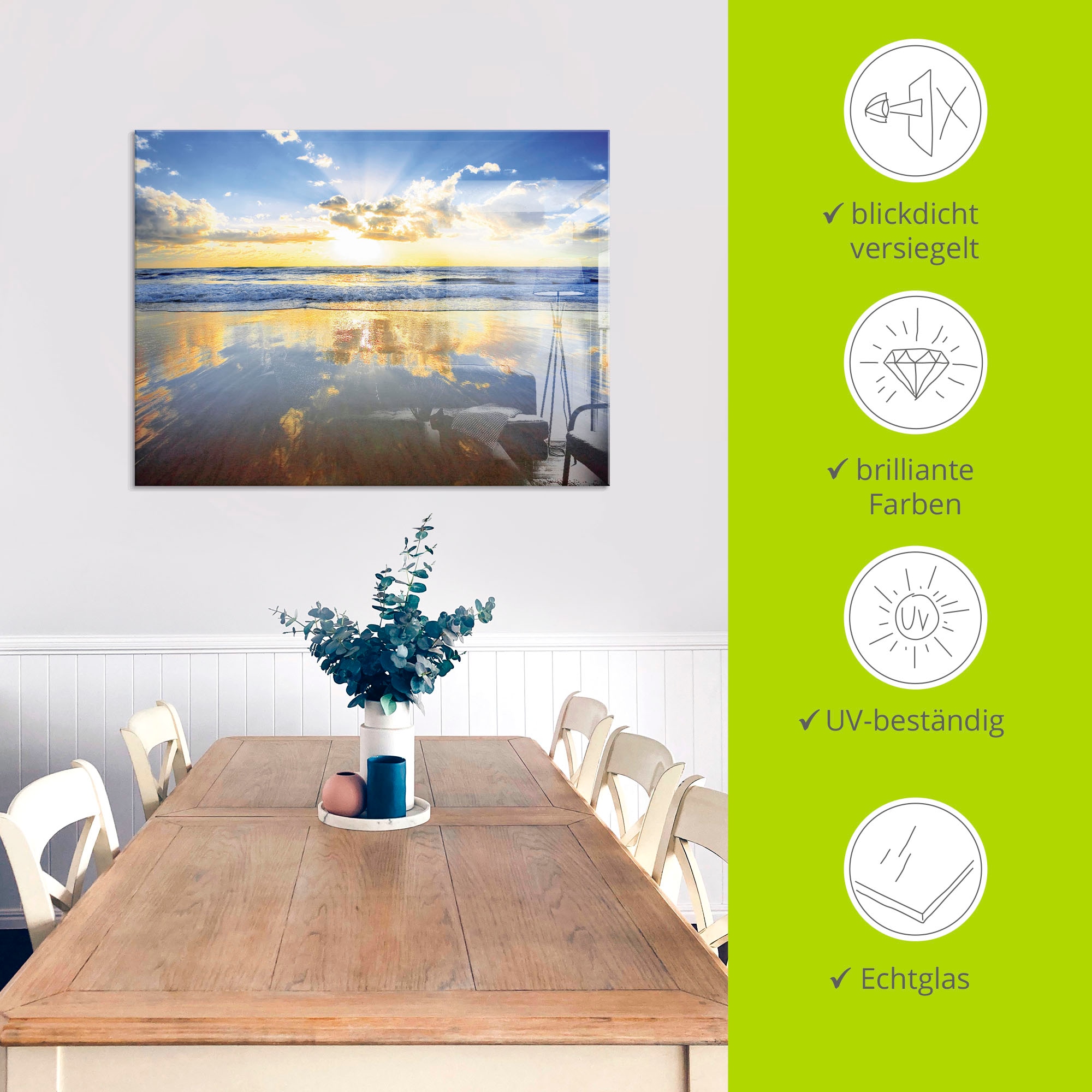 Artland Glasbild »Sonnenaufgang über dem Ozean«, Himmel, (1 St.), in verschiedenen Größen