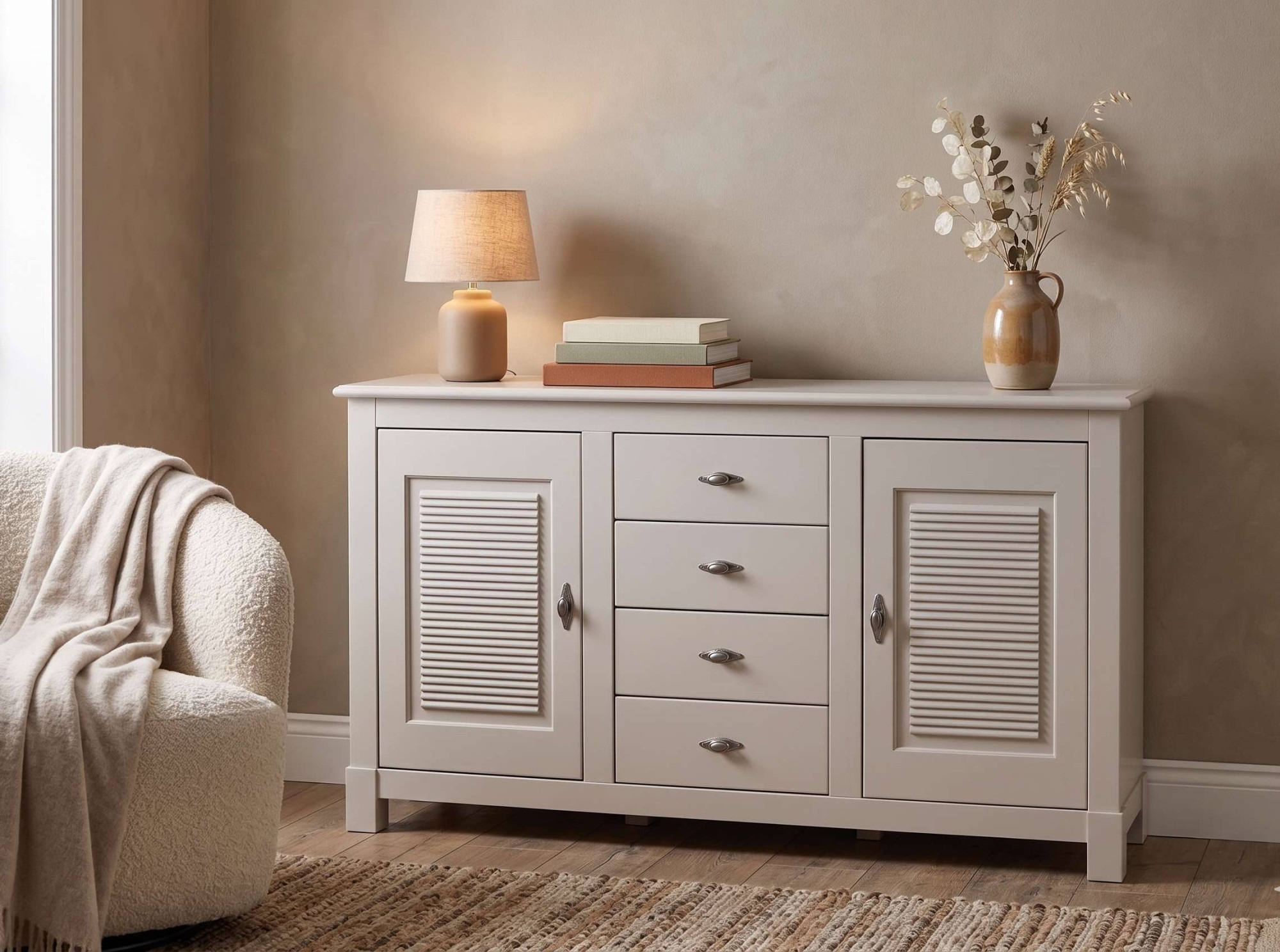 OTTO home Sideboard »Rauna, Kommode, Landhausstil« B/T/H: 150/37/84 cm,  Kommode, FSC®-zertifiziertes Massivholz, Breite 150 cm
