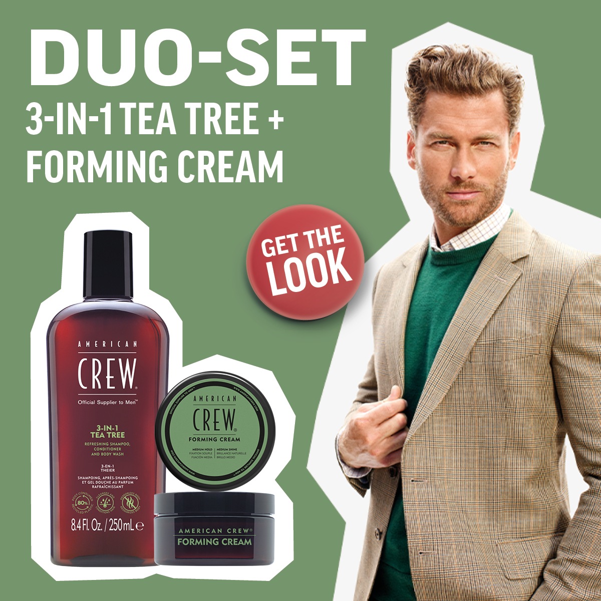 American Crew Haarpflege-Set »Holiday Duo Set - Tea Tree Shampoo 250ml + Forming Cream 50g«, (Set, 2 tlg.), Limited Edition