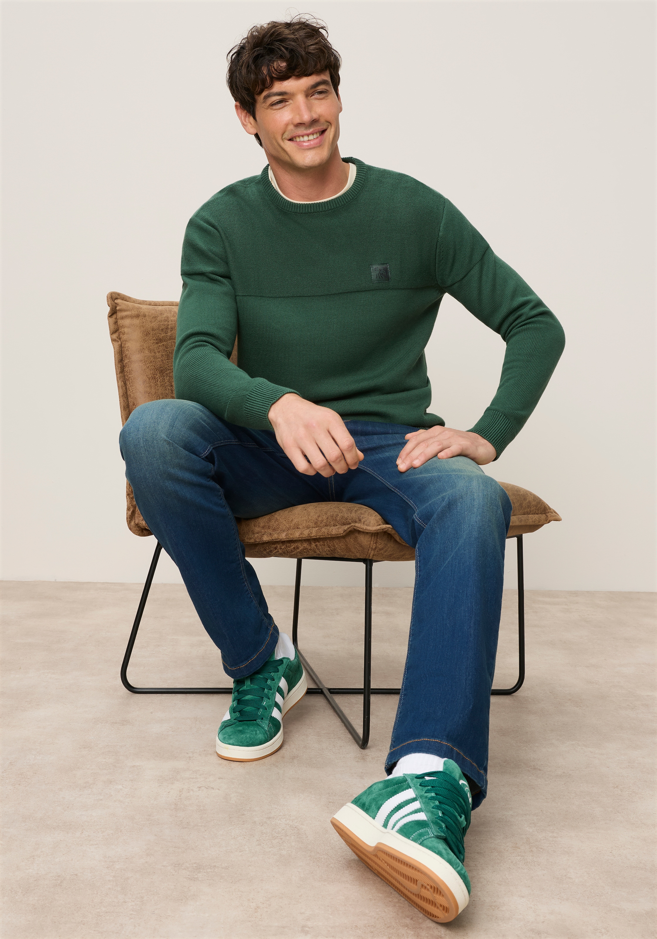 Man's World Rundhalspullover »Neuen Kollektion! Highlight 2 Strickstrukturen« aus Strick, mit Rippbündchen am Ausschnitt, reguläre Passform