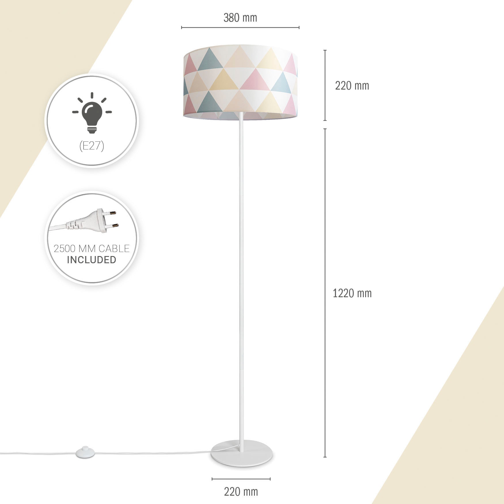 Dreieck kaufen Stehlampe Bunt Stehlampe OTTO Delta«, Textil bei online Paco Home Wohnzimmer »Luca Standleuchte Stoffschirm