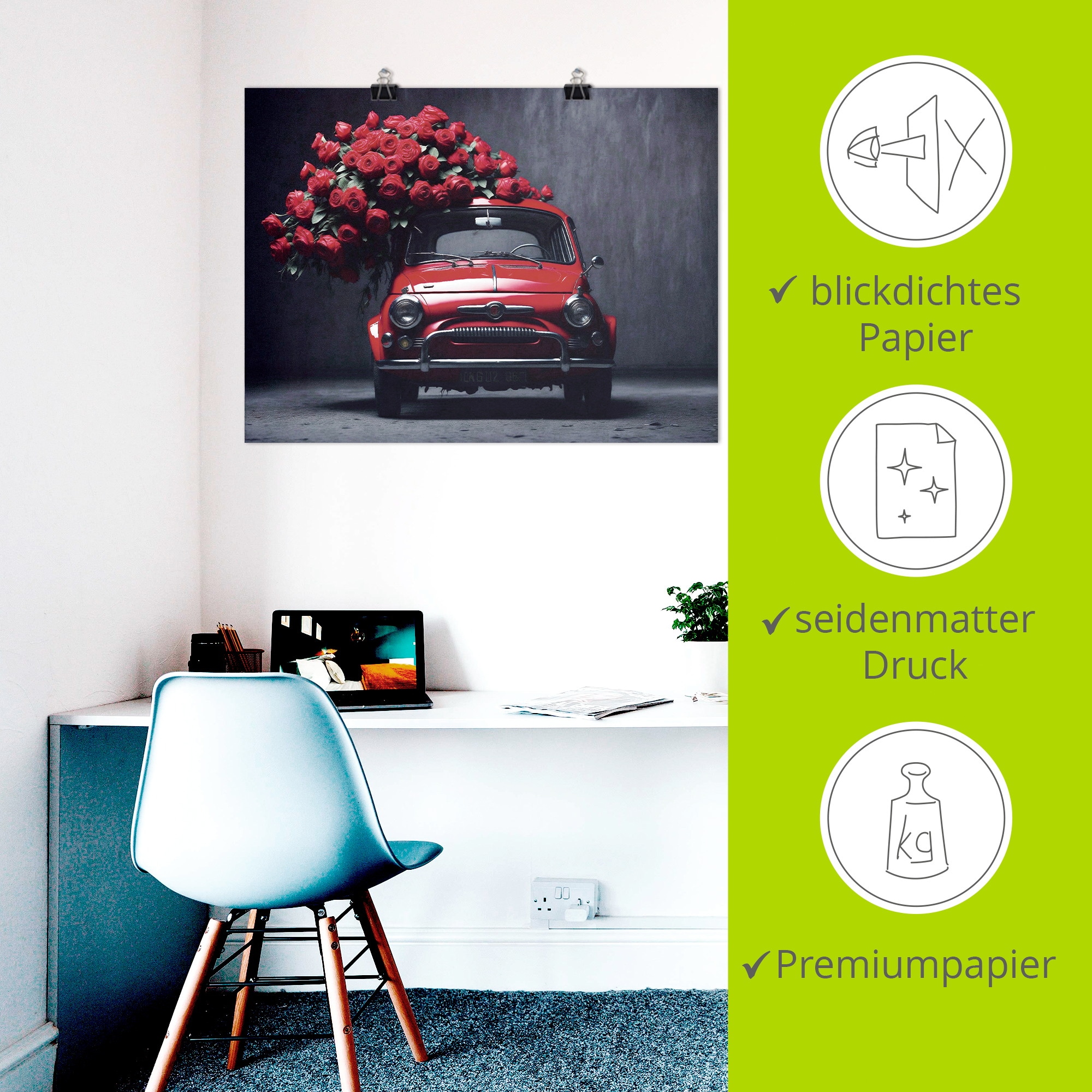 Artland Wandbild »Rote Rosen für den kleinen Italiener« 1 Stk. tlg. als Alubild, Leinwandbild, Poster, Wandaufkleber in verschied. Größen