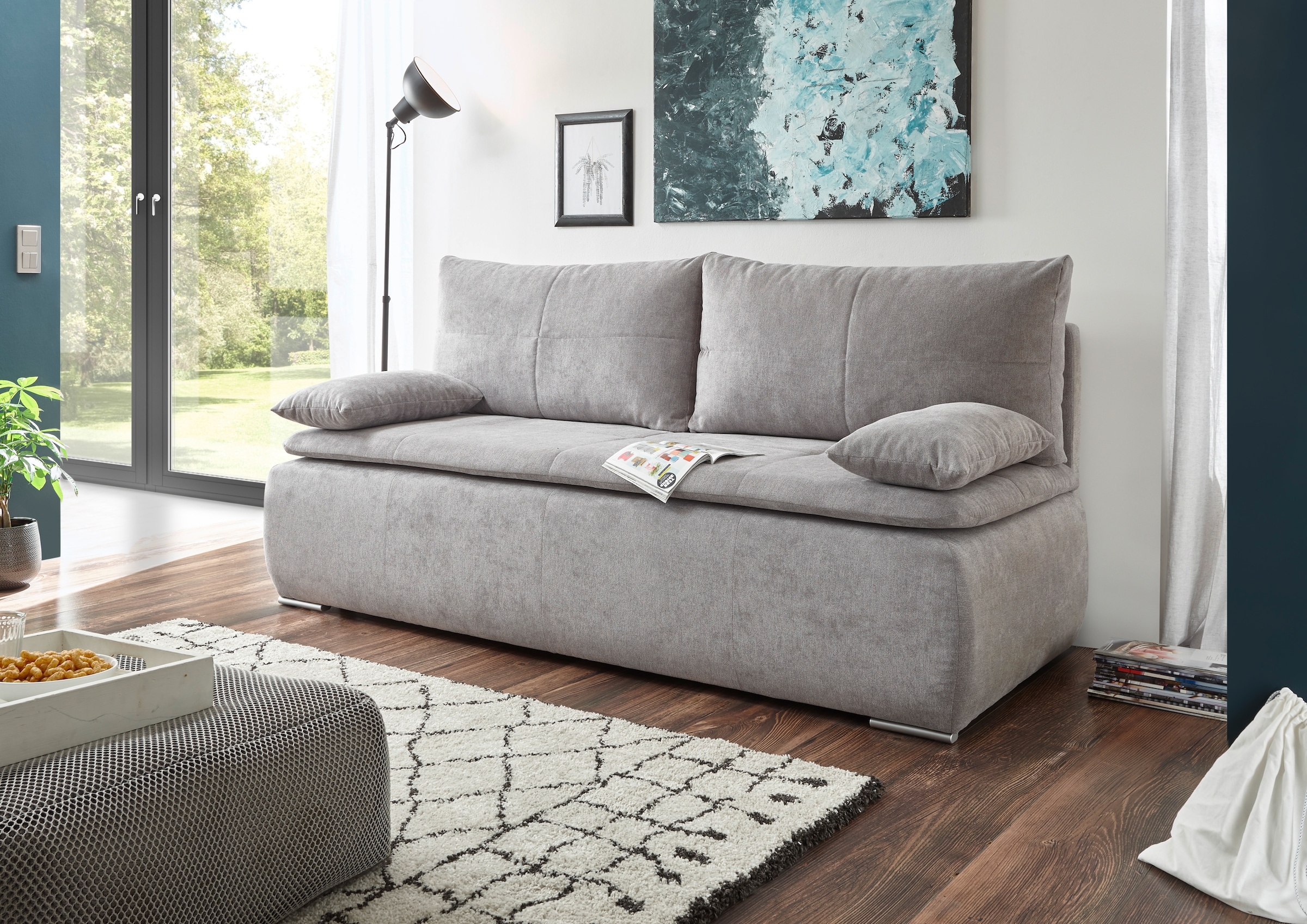 ED EXCITING DESIGN Schlafsofa »Jana«, mit Bettfunktion und Bettkasten, sowie Rücken- und Armlehnkissen