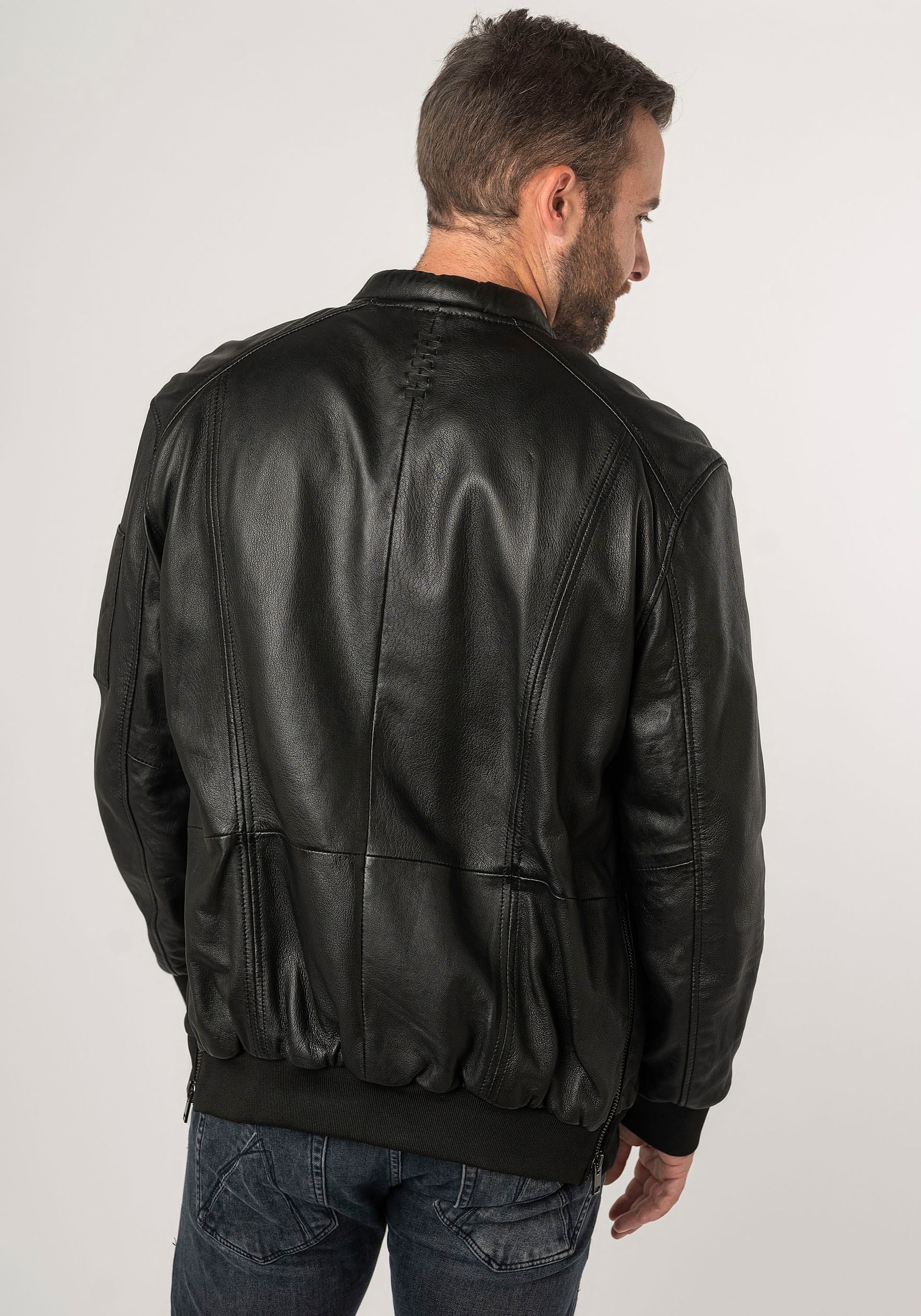 Mauritius Lederjacke »2Mkaira OS«, mit Reißverschluss, Strickbündchen, Ärmeltasche