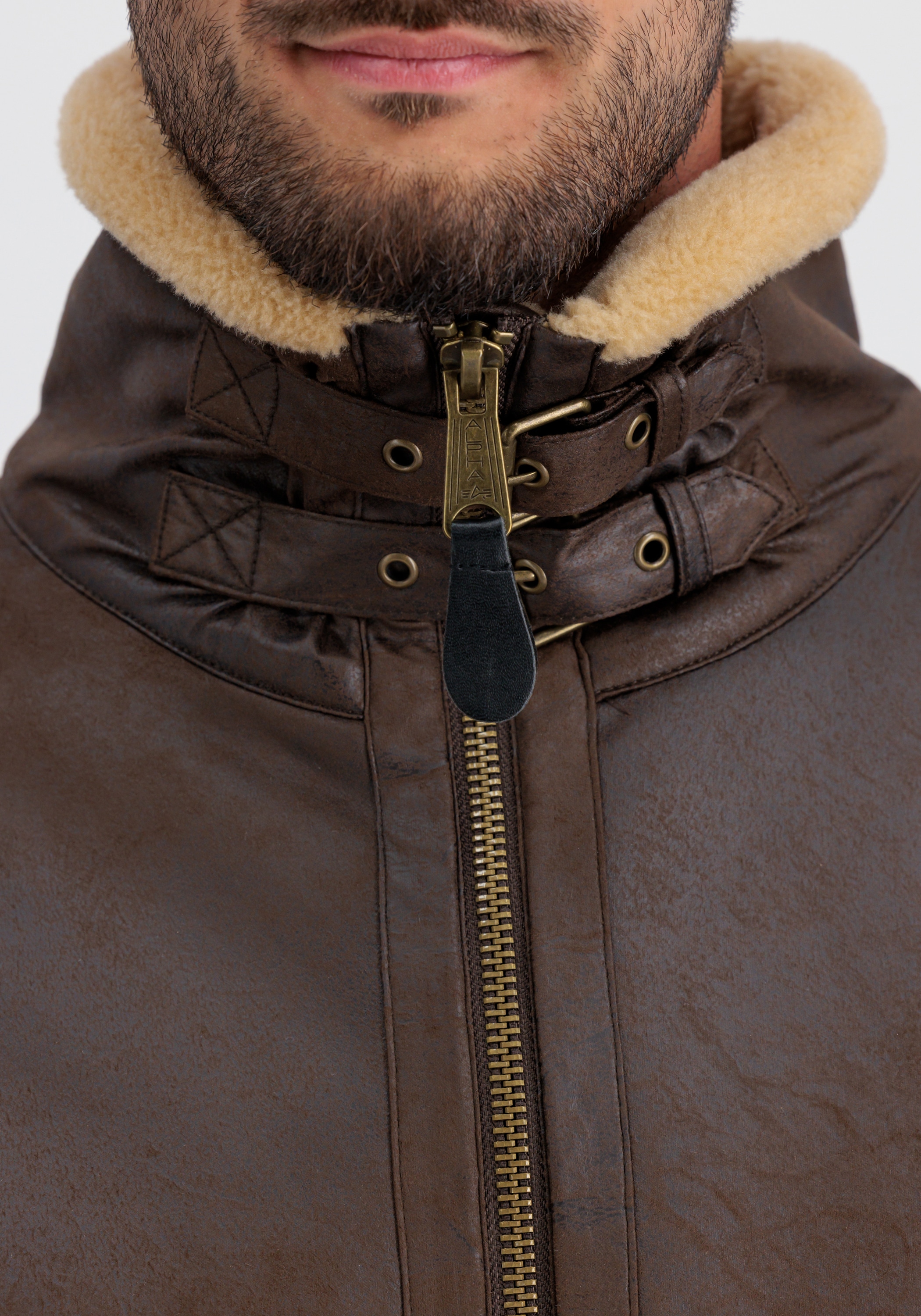 Alpha Industries Lederjacke »Alpha Industries Men - Leather & Vegan Jackets B-3 Arctic«