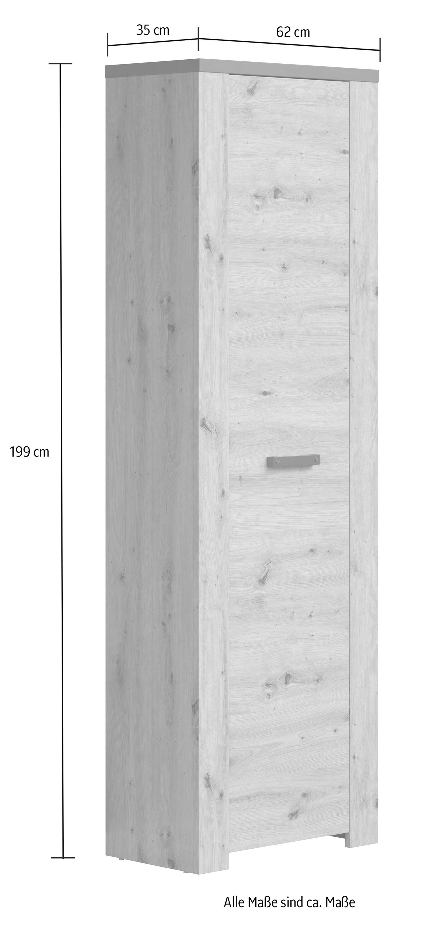 Home affaire Garderobenschrank »Ambres Inkl. ausziehbarer Kleiderstange«, (1 St.), matte Echtholzoptik, ca. 62 cm breit, ausziehbare Kleiderstange