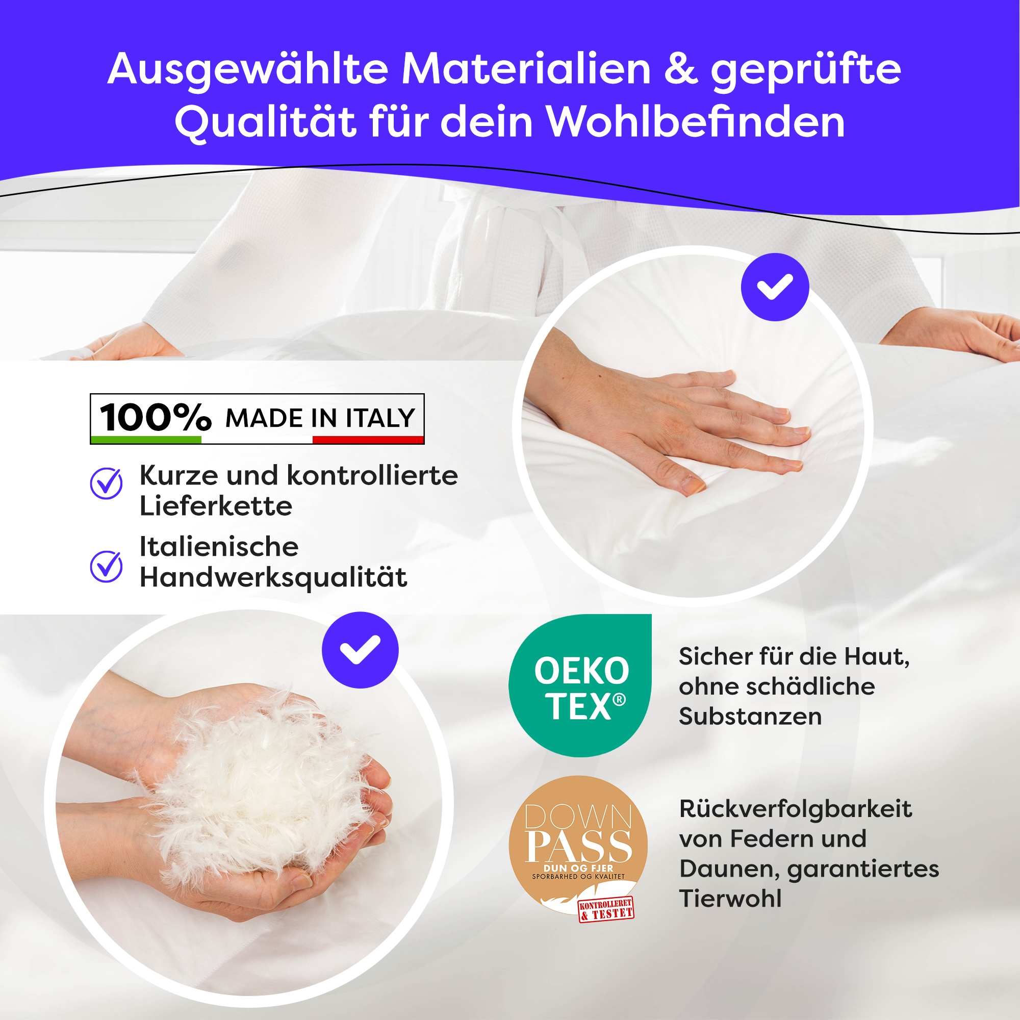 Wolkenfeld Daunenbettdecke »Winterbettdecke Daunendecke Anti-Milben, Hypoallergen, Waschbar« extrawarm 1 Stk. tlg. 135x200, 155x220, 200x200, 220x240 Gänsedaunen & Federn 500 g/m²