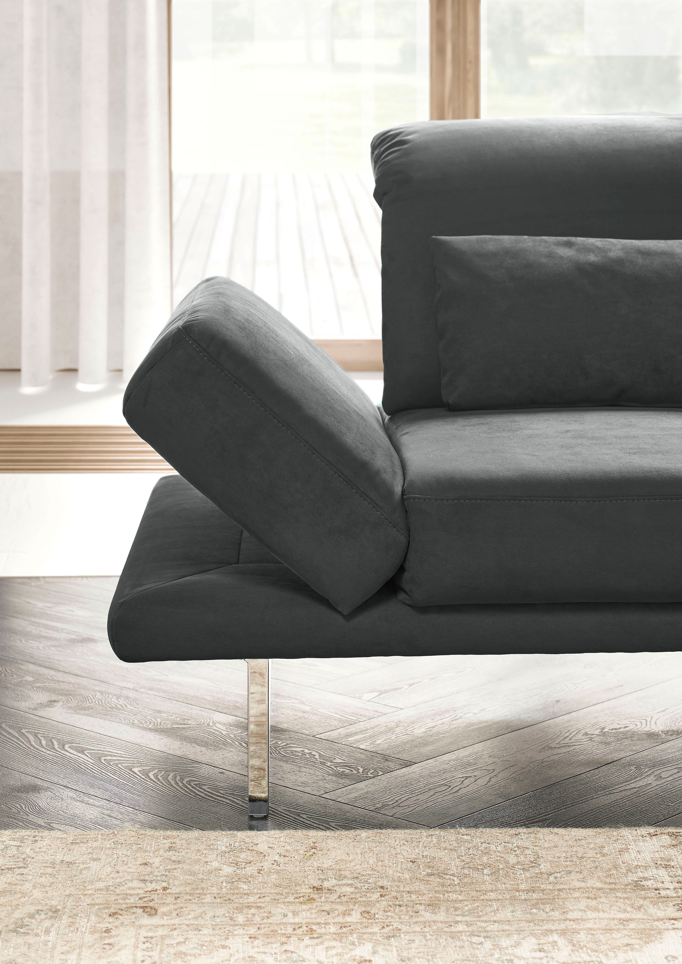 3C Candy Ecksofa »Mallow Designsofa mit Komfortfunktionen, modern und bequem, L-Form«, Verstellbare Armlehne und Kopfteil, manuelle Sitztiefenverstellung
