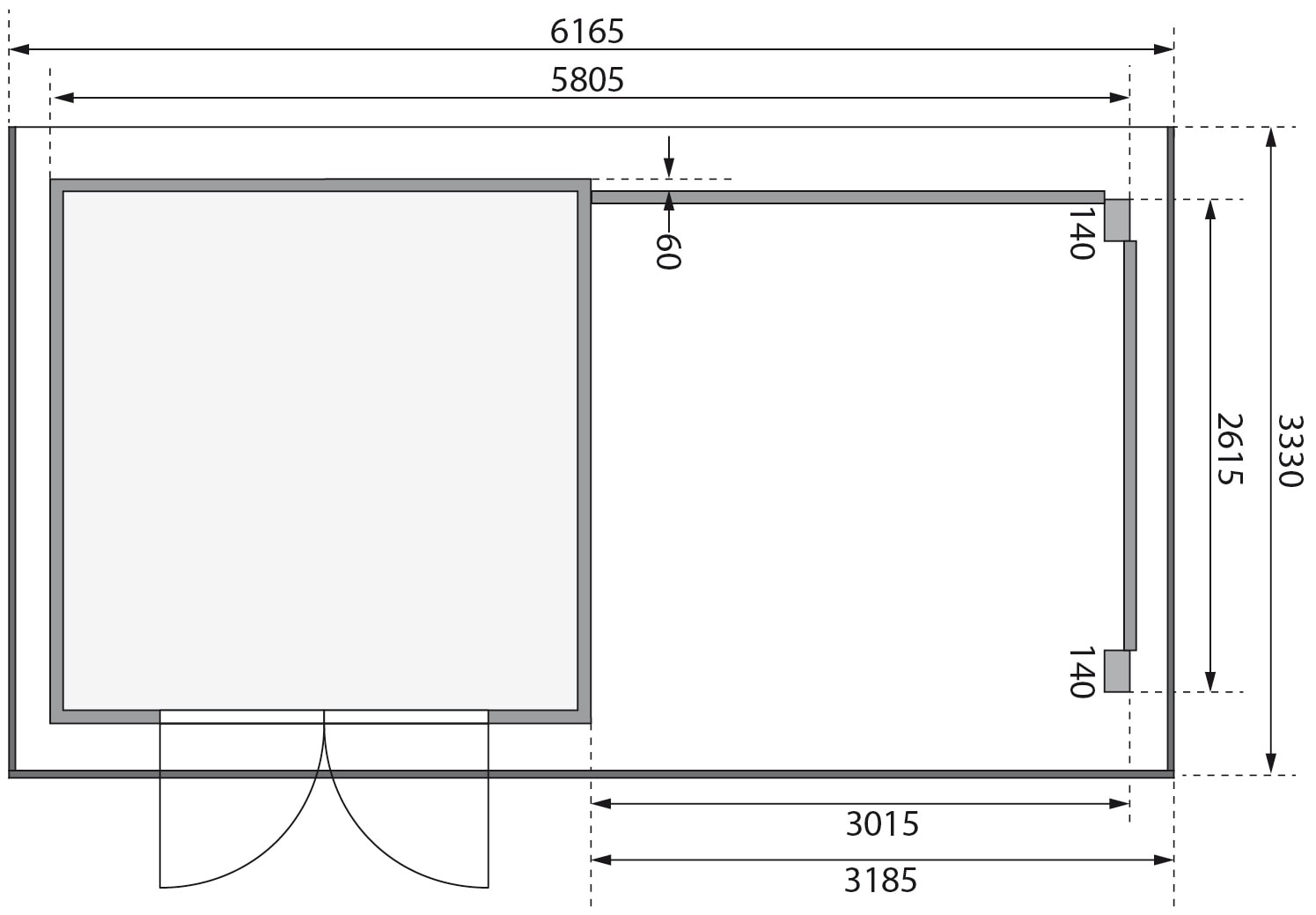 WOODFeeling Gartenhaus »Trittau 3«, mit Anbaudach