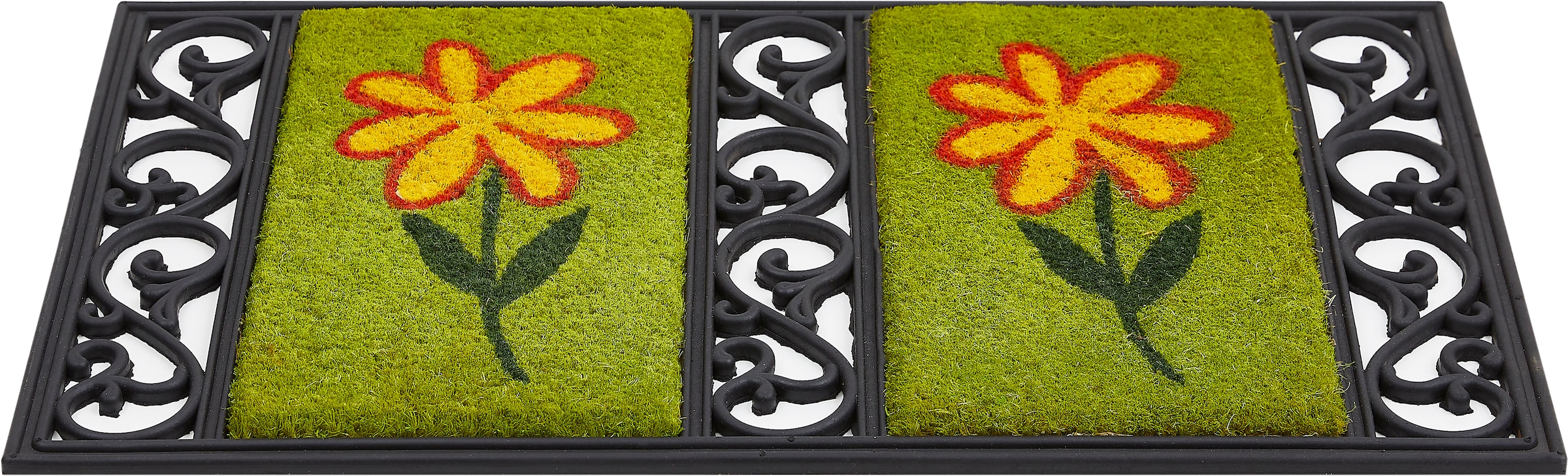Andiamo Fußmatte »Salome Blumen«, rechteckig, Schmutzfangmatte, Kokosmatte, Gusseisen Optik, Motiv Blumen