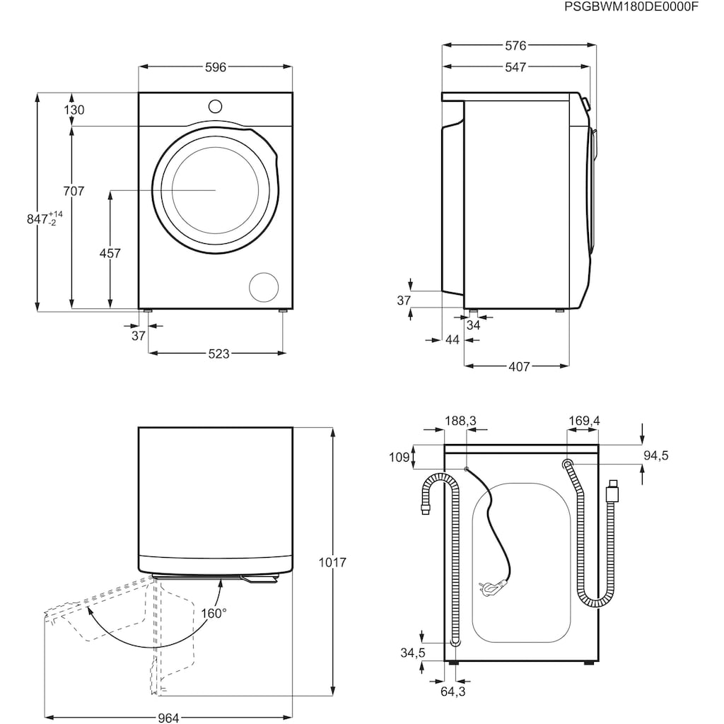 AEG Waschmaschine »L6FA68FL«, Serie 6000 mit ProSense-Technologie, L6FA68FL, 8 kg, 1600 U/min