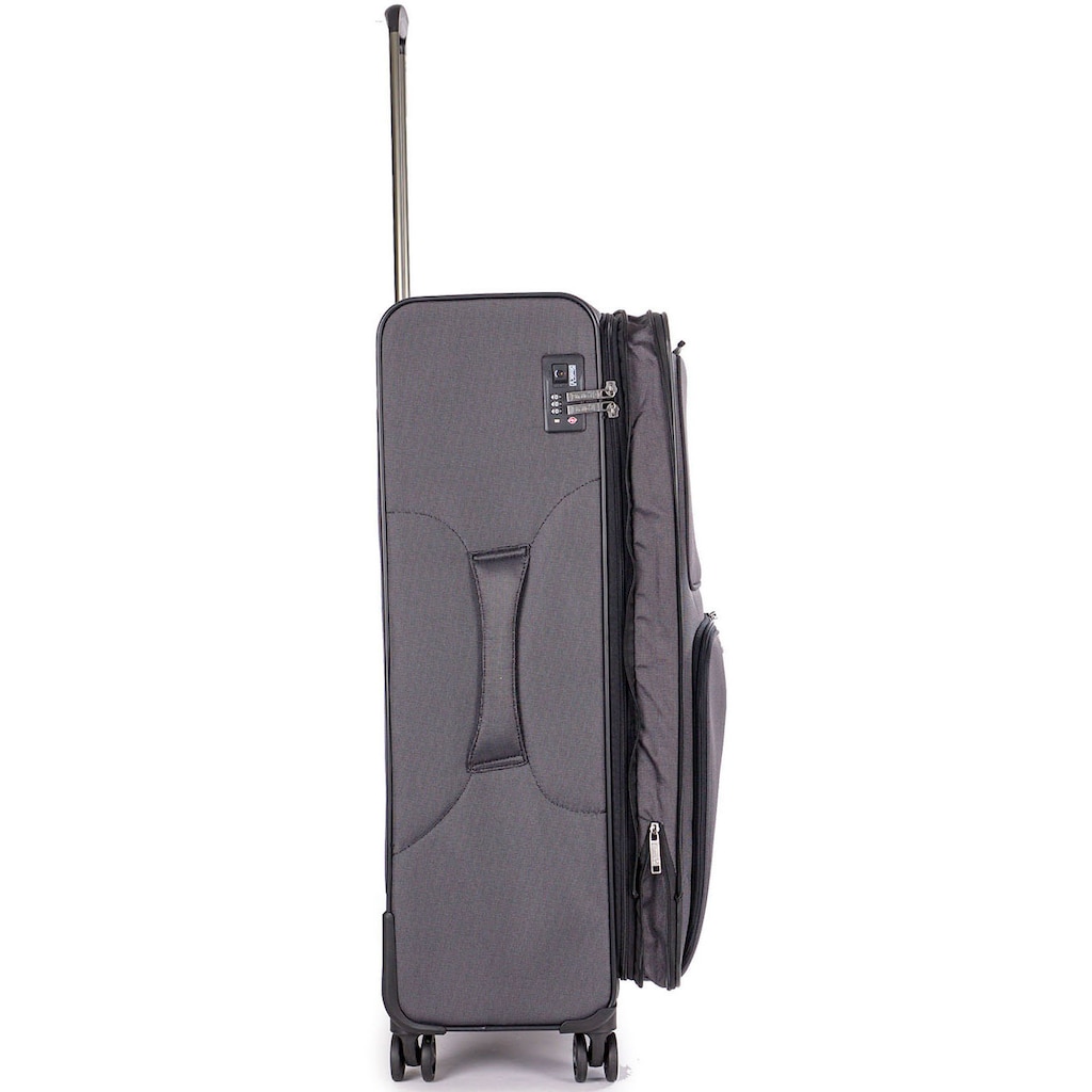 Stratic Weichgepäck-Trolley »Bendigo Light + L, black«, 4 Rollen, Reisekoffer großer Koffer Aufgabegepäck TSA-Zahlenschloss