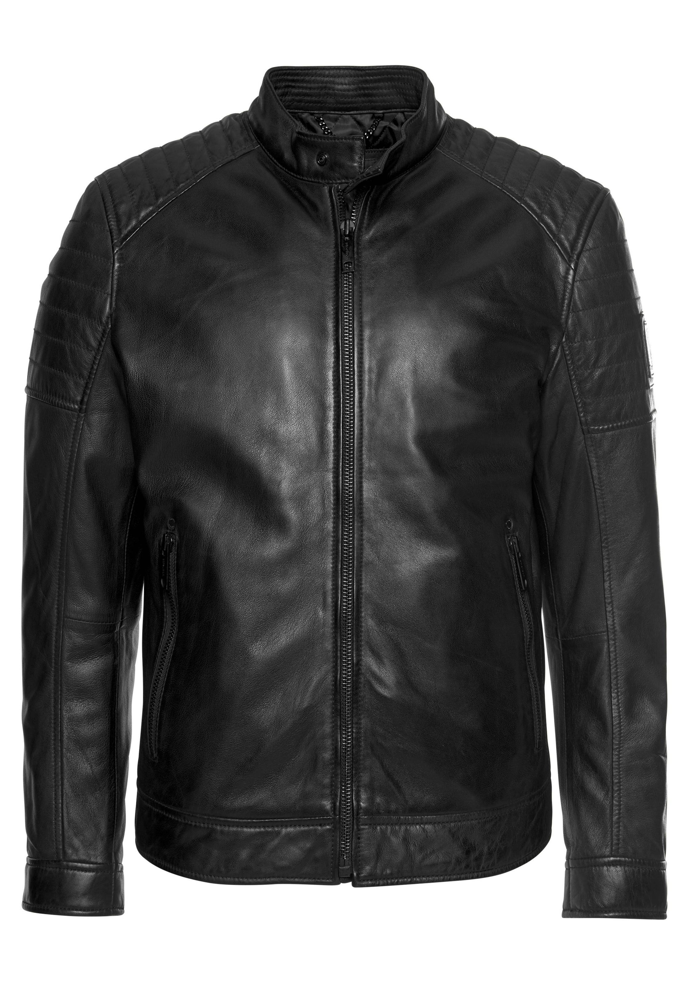 Strellson Lederjacke, Lammleder, leicht wattiert