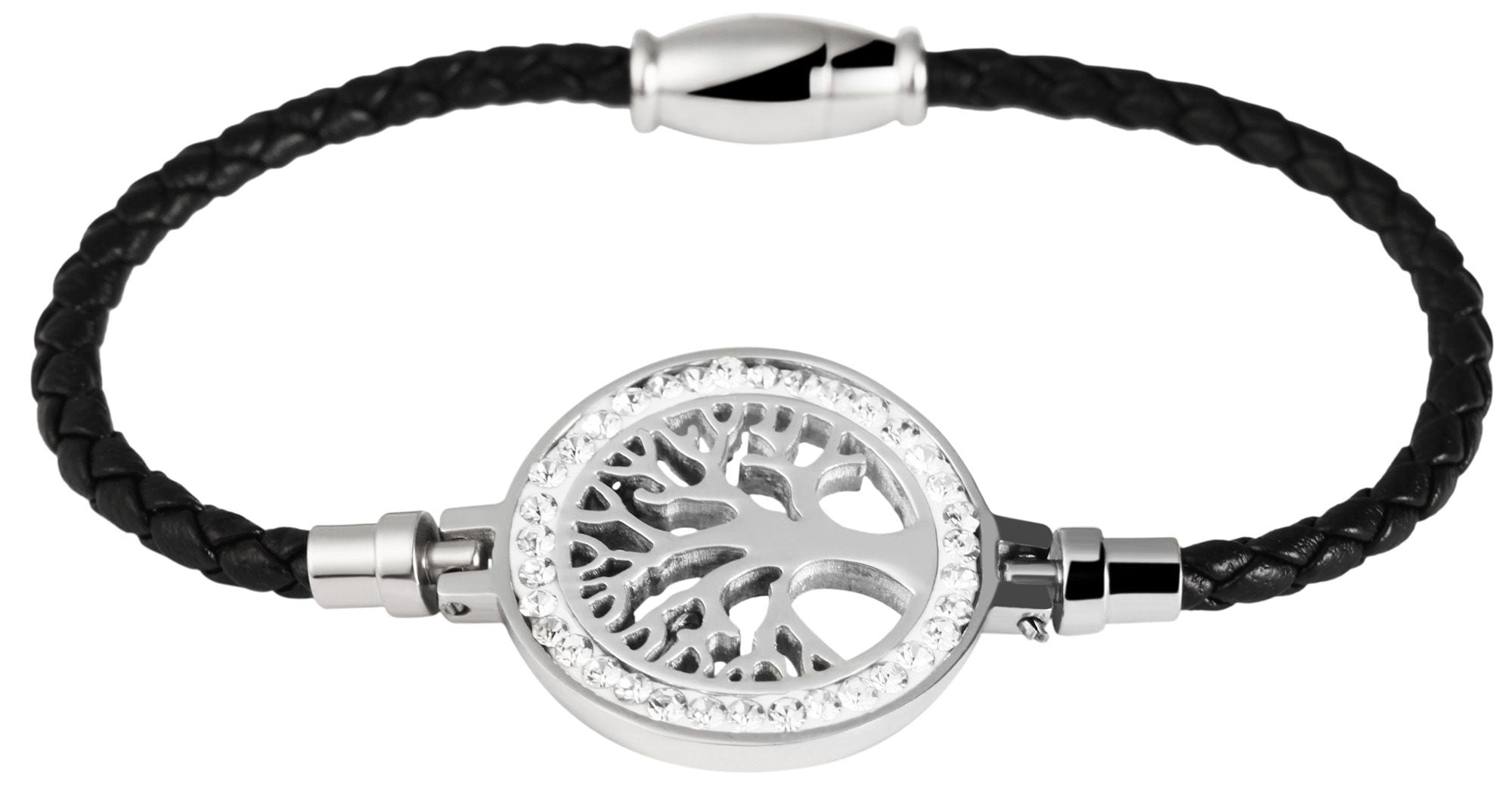 Adelia´s Armreif »Damen Armband ¿ Armreif Lebensbaum aus Leder mit Strass Steinchen 18 cm«