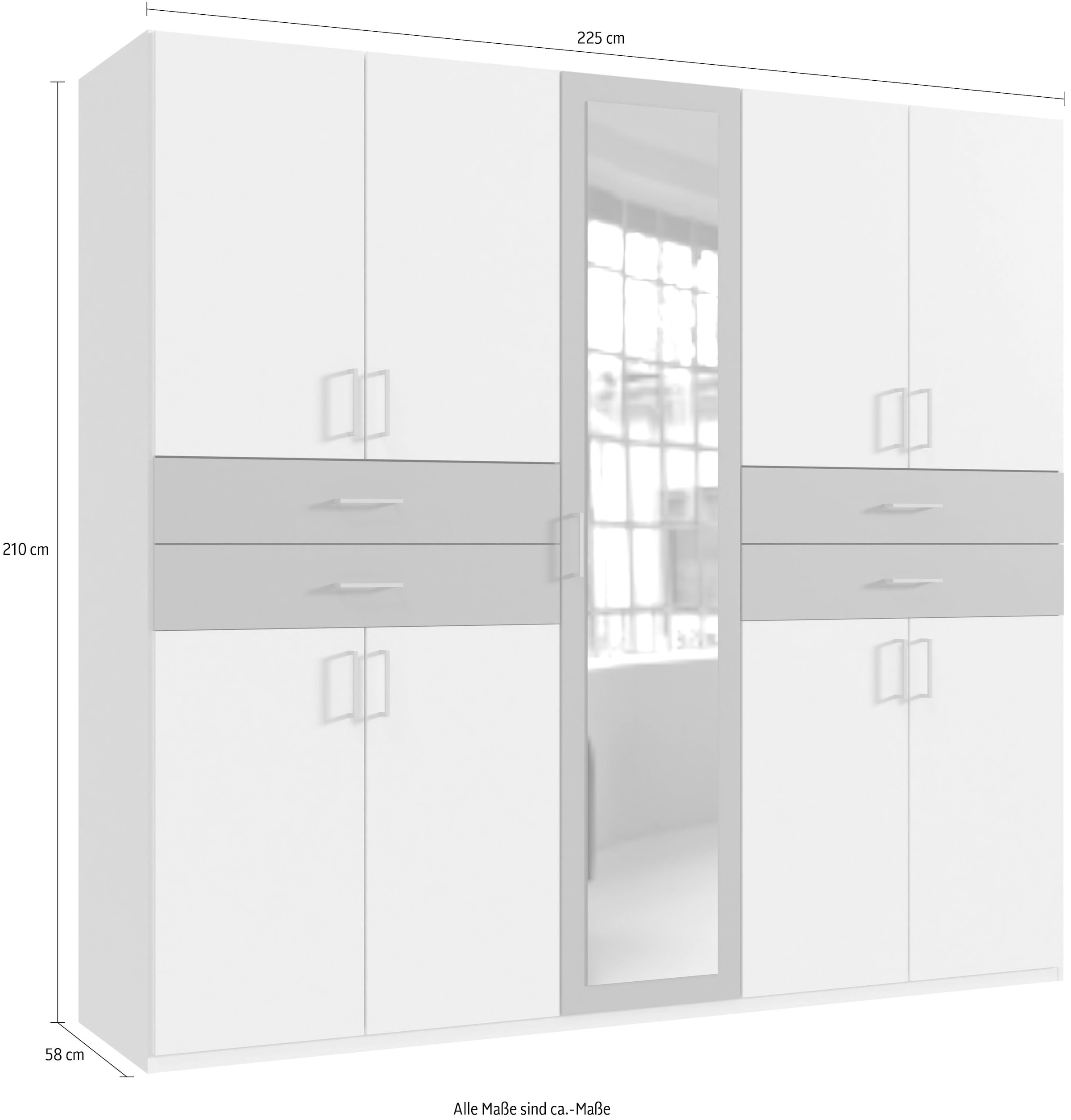 Wimex Kleiderschrank »Taiga Kleiderschrank mit Spiegel OTTOs Choice Topseller« mit Schubladen auf bequemer Höhe