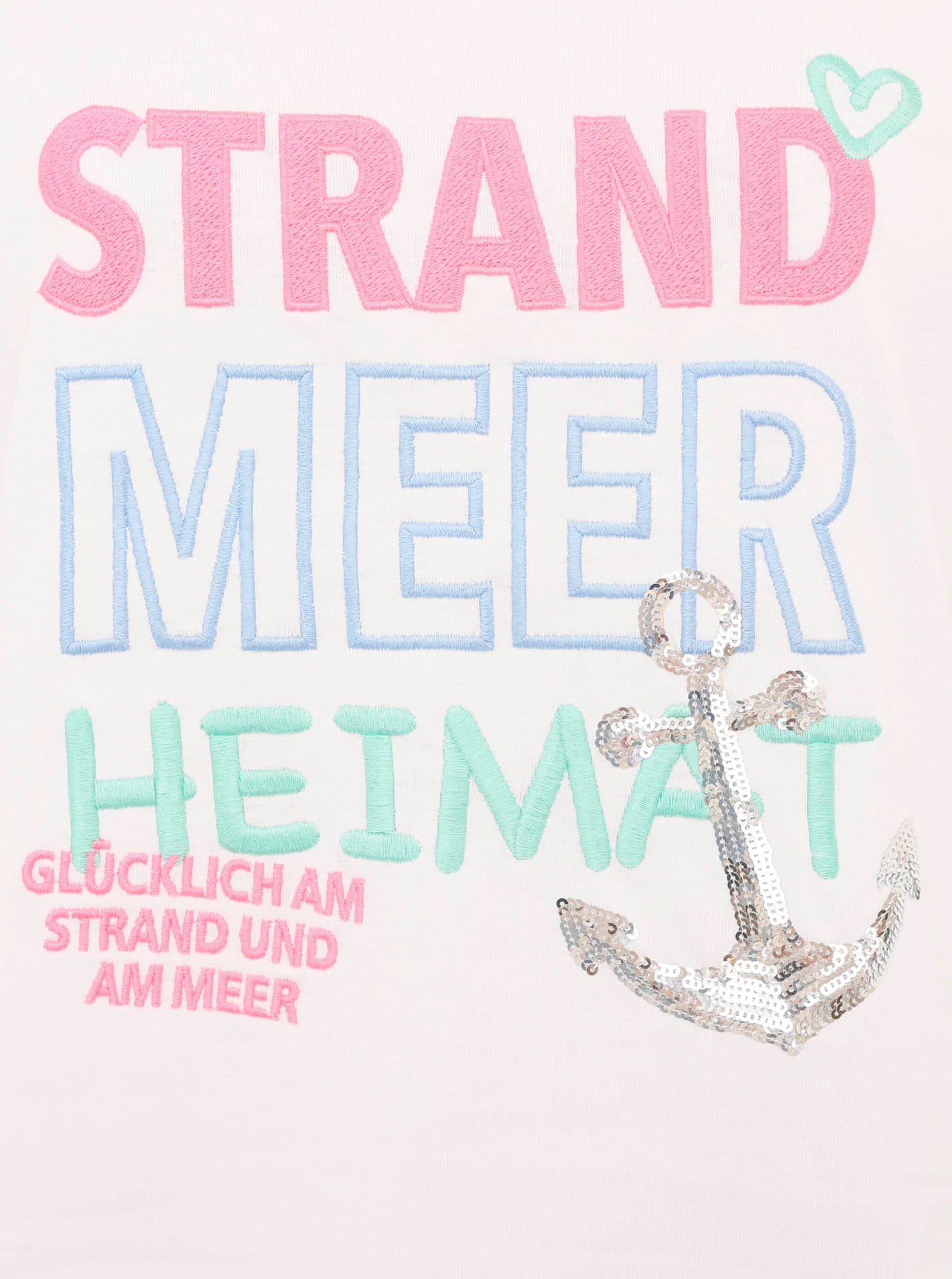 Zwillingsherz T-Shirt »"Strand Meer Heimat"«, mit maritimer Stickerei und Pailletten Anker