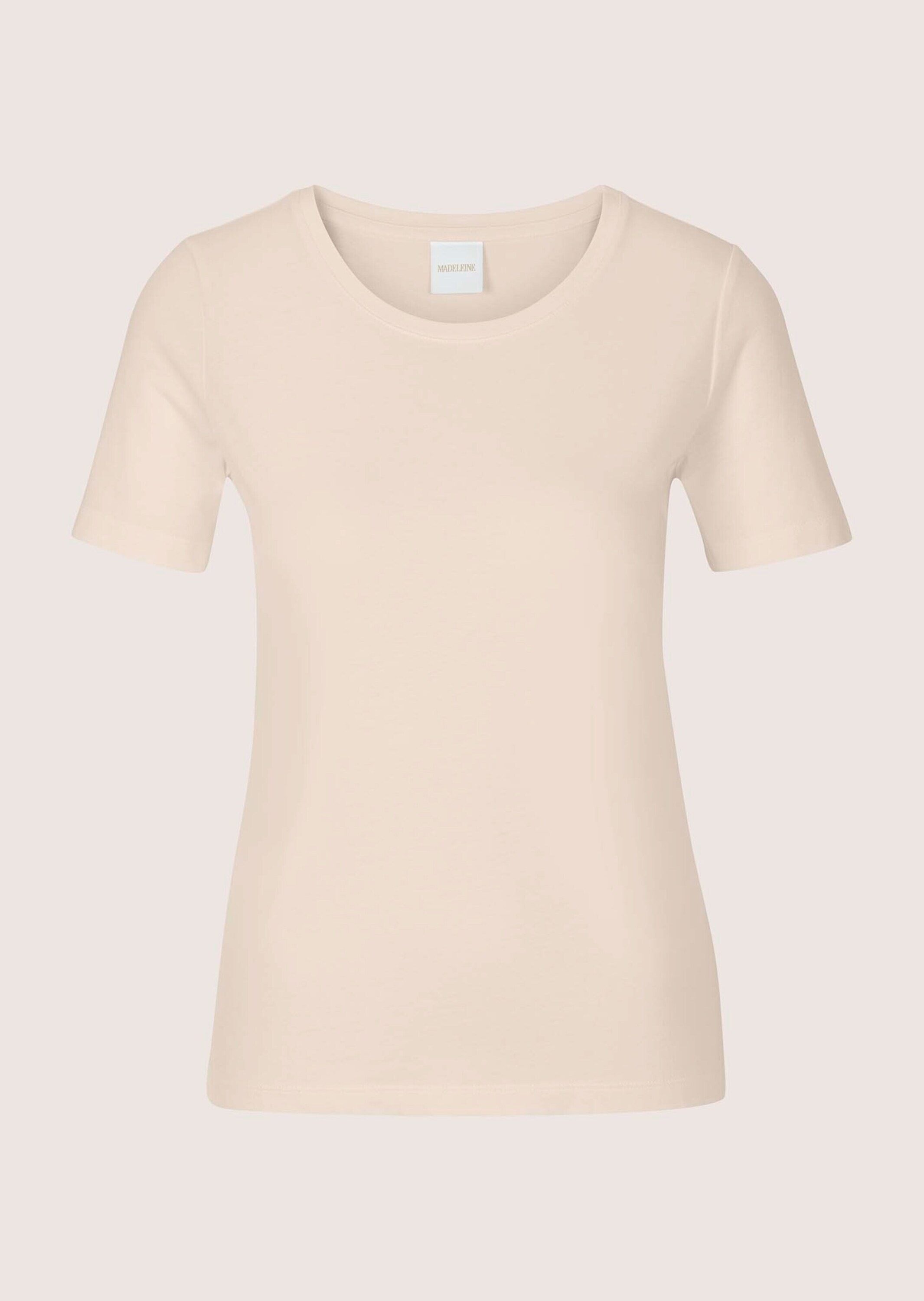 MADELEINE Kurzarmshirt »Shirt Schlichtes Basicshirt mit Rundhalsausschnitt« Gerader Saum