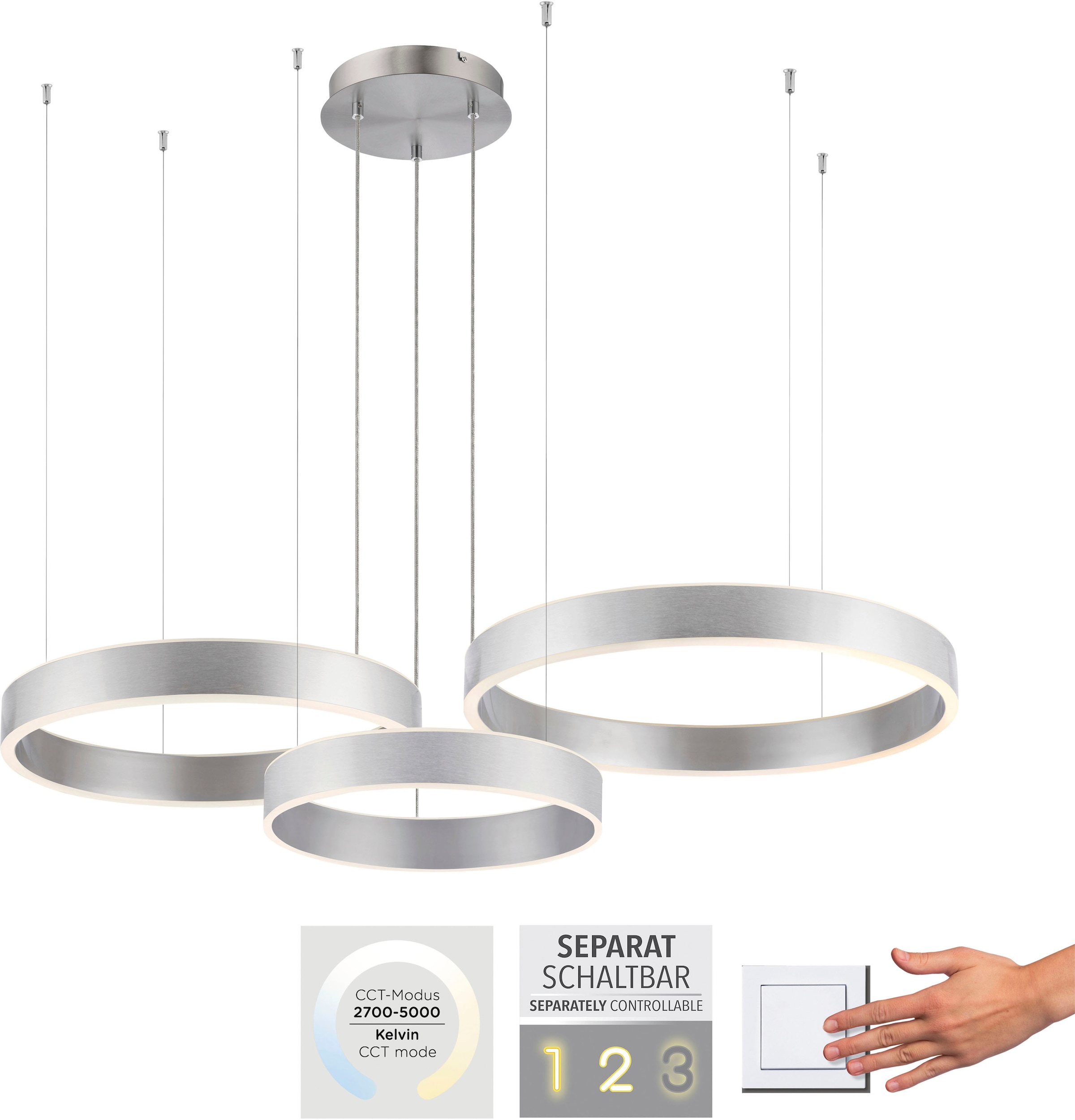 Paul Neuhaus Pendelleuchte »SCULLI«, 2 flammig, Leuchtmittel LED-Board | LED fest integriert