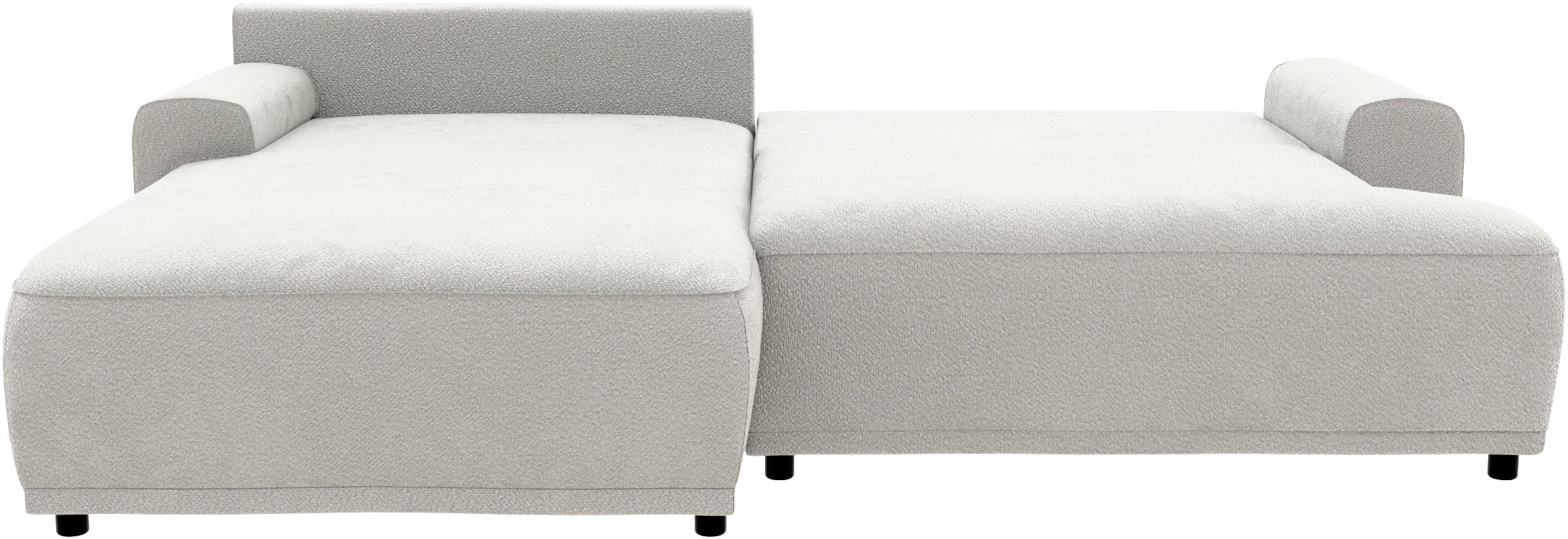 TRENDMANUFAKTUR Ecksofa »Fordon, Schlafsofa mit Bettkasten, Couch in L-Form, Breite 250 cm«, in Struktur fein LEO, haustierfreundlich, wollweiß, Recamiere links