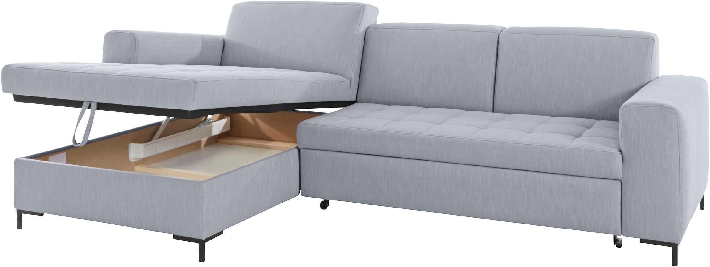OTTO products Ecksofa »Grazzo, zeitlos und elegant, mit moderner Sitzheftung, L-Form«, hochwertige Stoffe aus recyceltem Material, Steppung im Sitzbereich